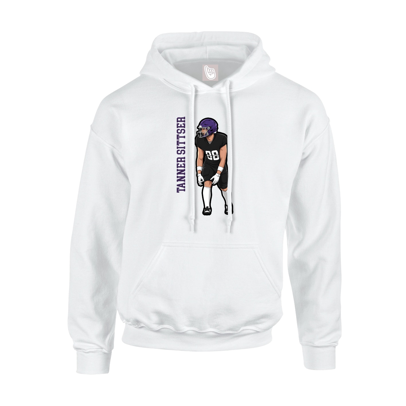 Youth Hoodie — Name Vertical in White