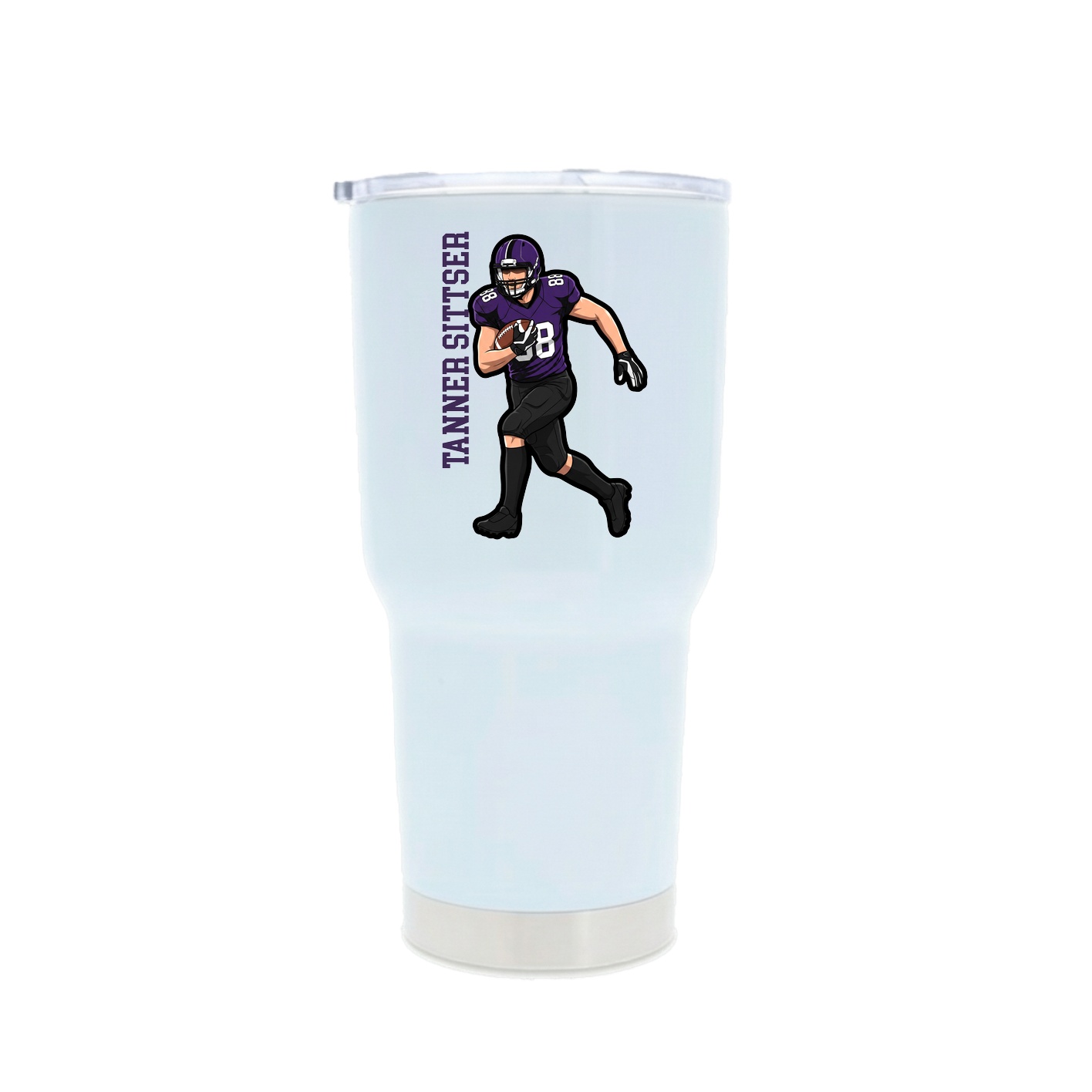 30oz Stainless Steel Tumbler — Name Vertical in White
