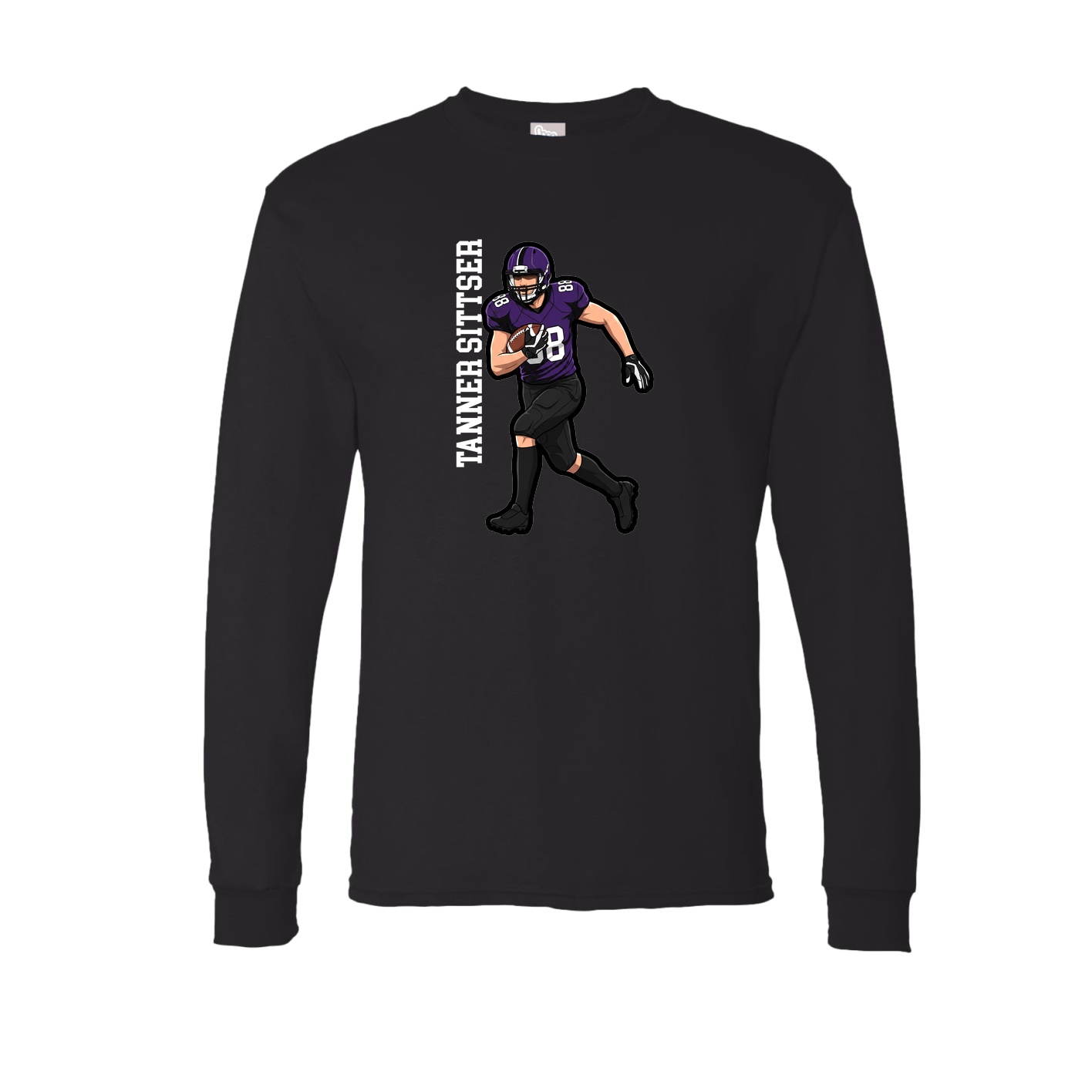 Long Sleeve Tee — Name Vertical in Black