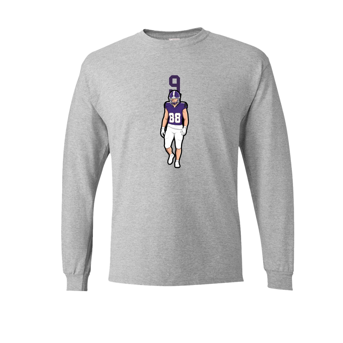 Long Sleeve Tee — Number Top in Grey