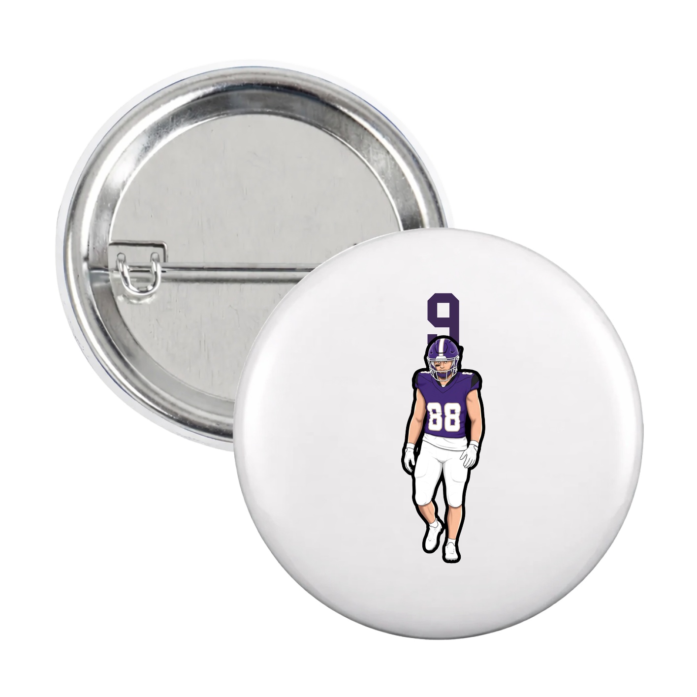 Game Day Button — Number Top in White
