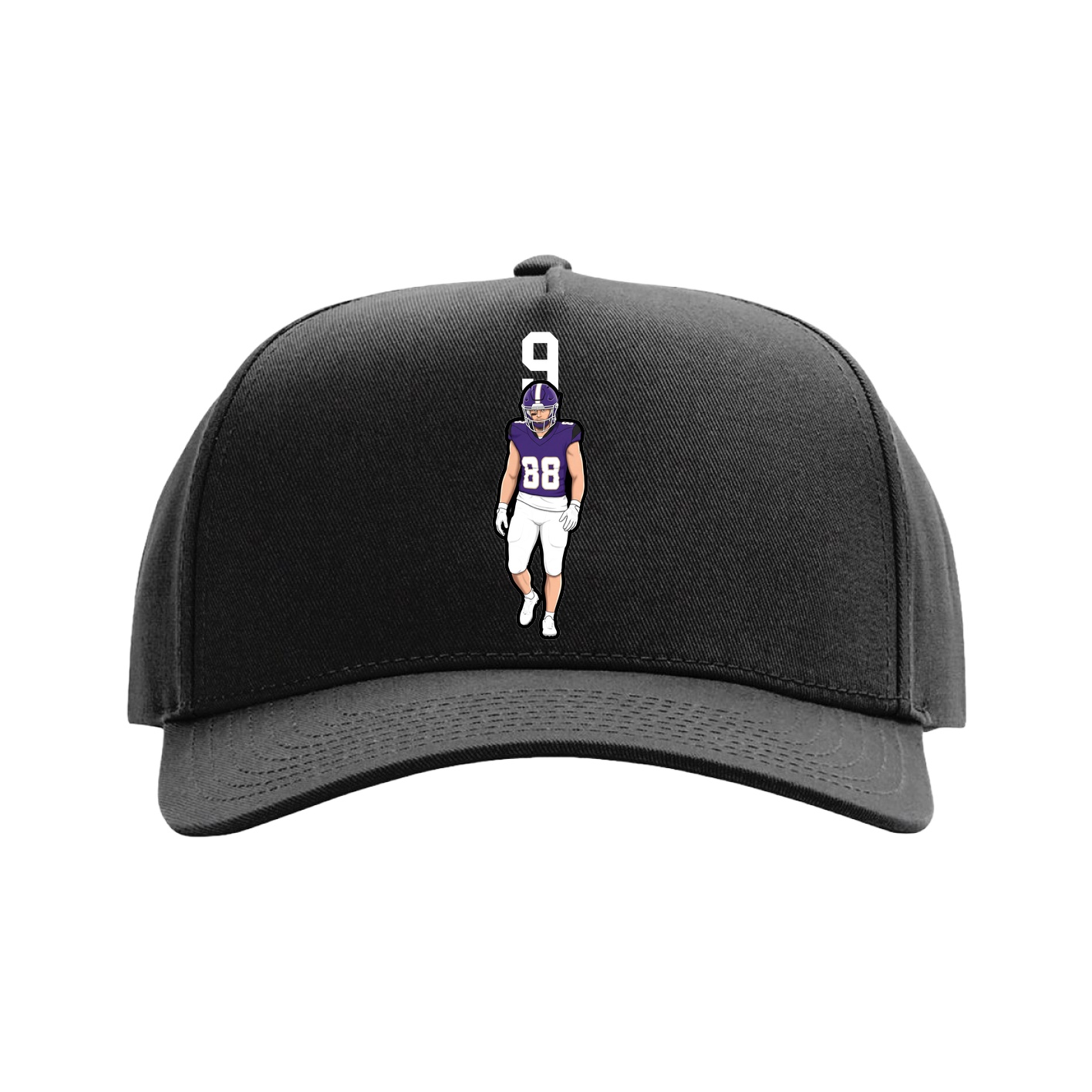 Full Fabric Five-Panel Champ Cap — Number Top in Black
