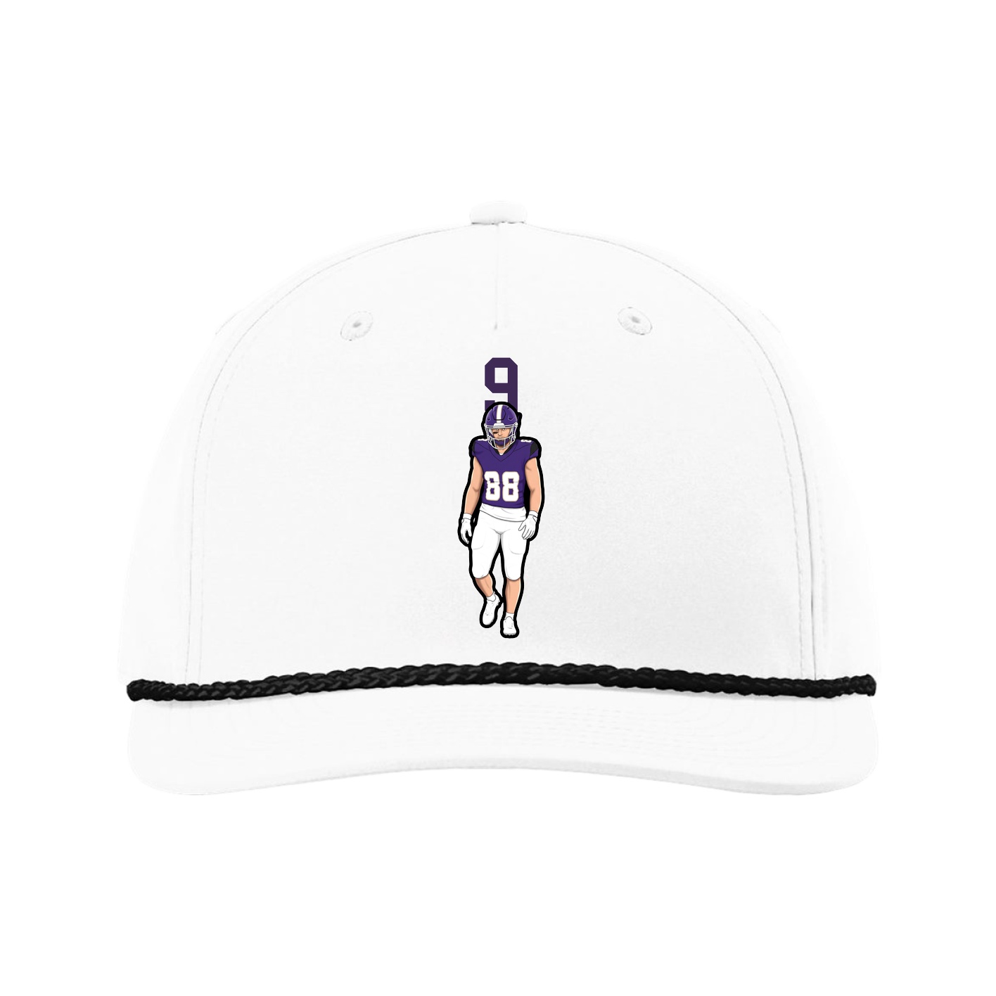 Five-Panel Classic Rope Cap — Number Top in White
