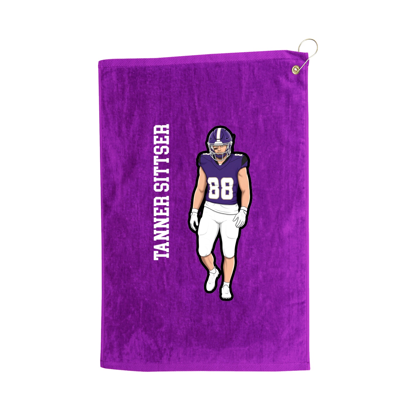 Golf Towel — Name Vertical in Purple