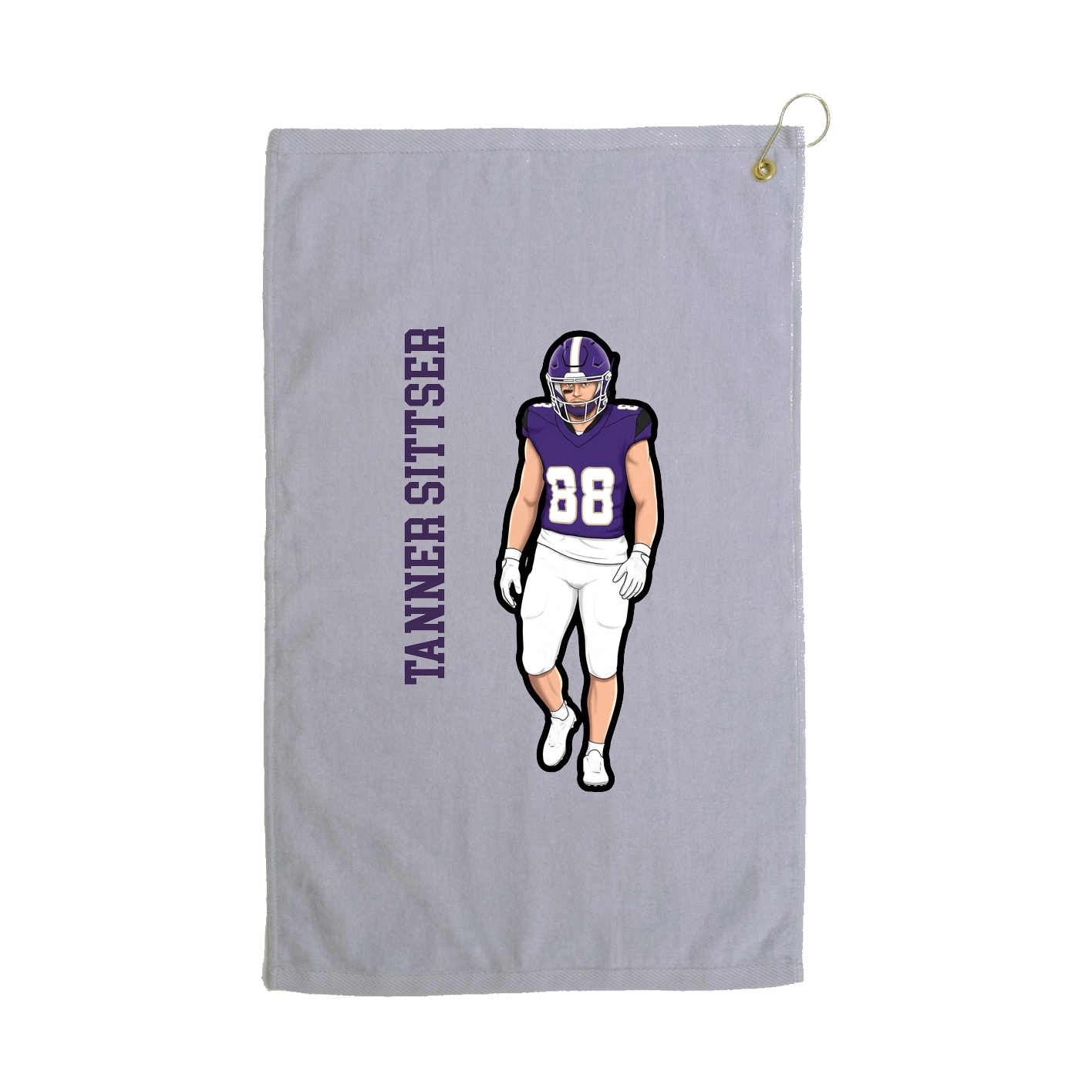 Golf Towel — Name Vertical in Grey
