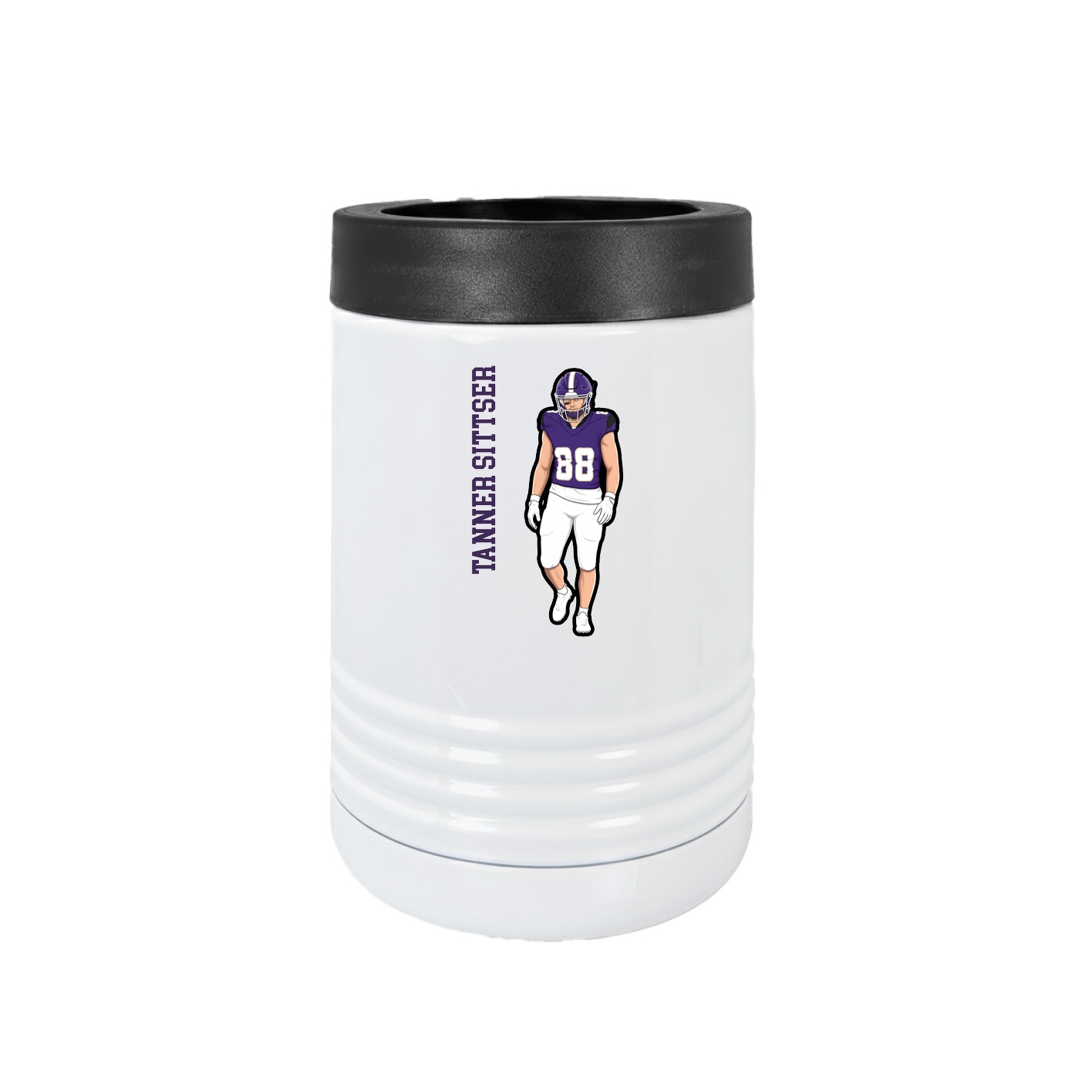 Beverage Holder — Name Vertical in White