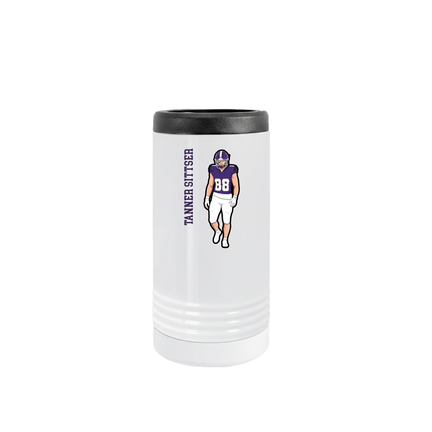 Slim Beverage Holder — Name Vertical in White