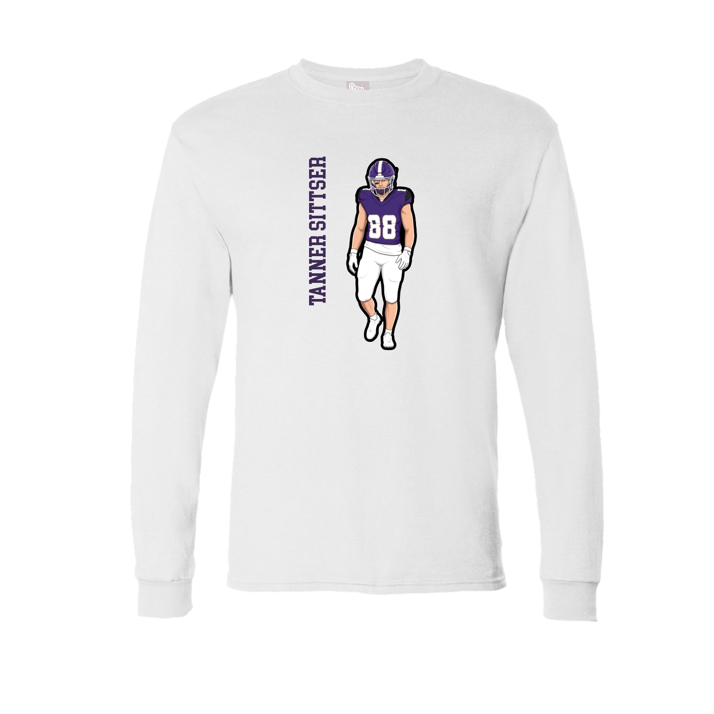 Long Sleeve Tee — Name Vertical in White