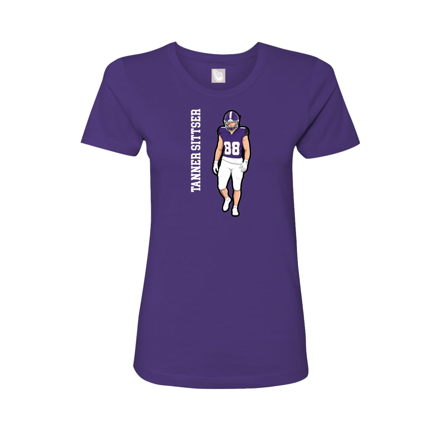 Womens Tee — Name Vertical in Purple