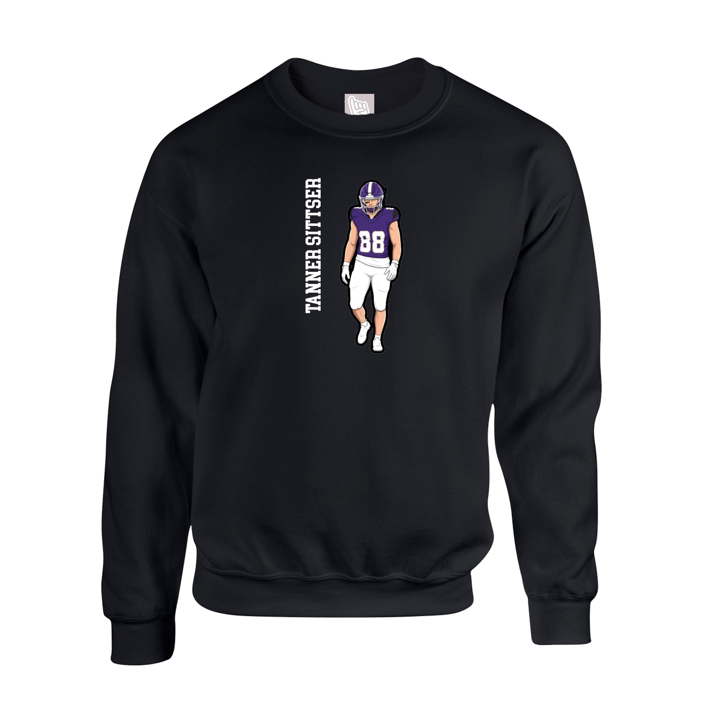 Fleece Crew — Name Vertical in Black