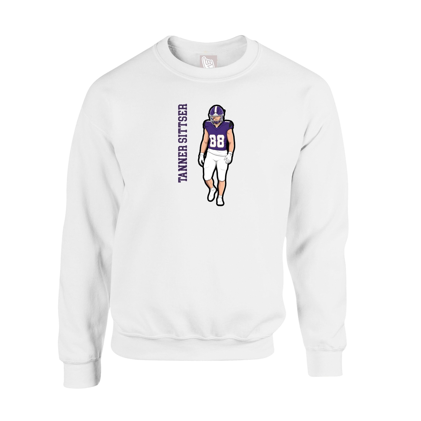 Fleece Crew — Name Vertical in White