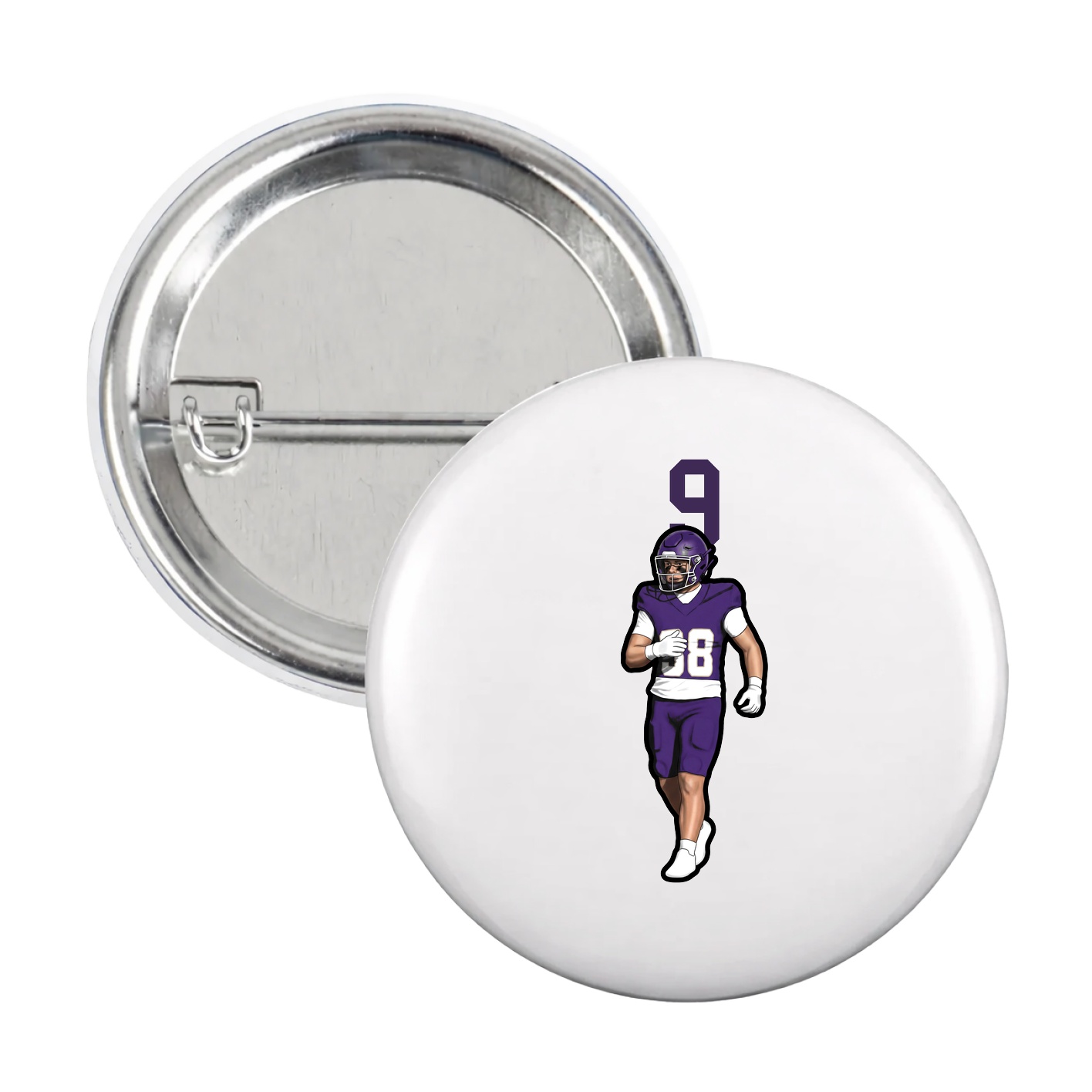 Game Day Button — Number Top in White