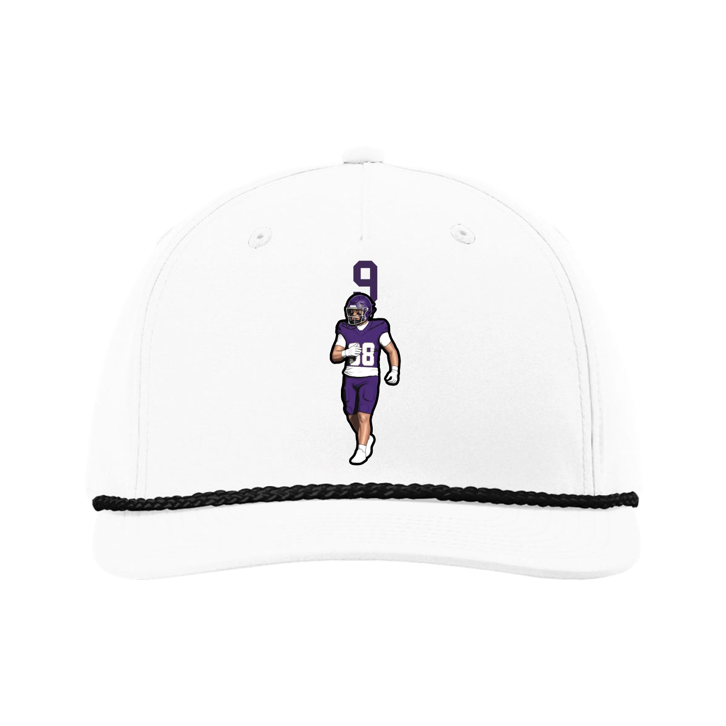 Five-Panel Classic Rope Cap — Number Top in White