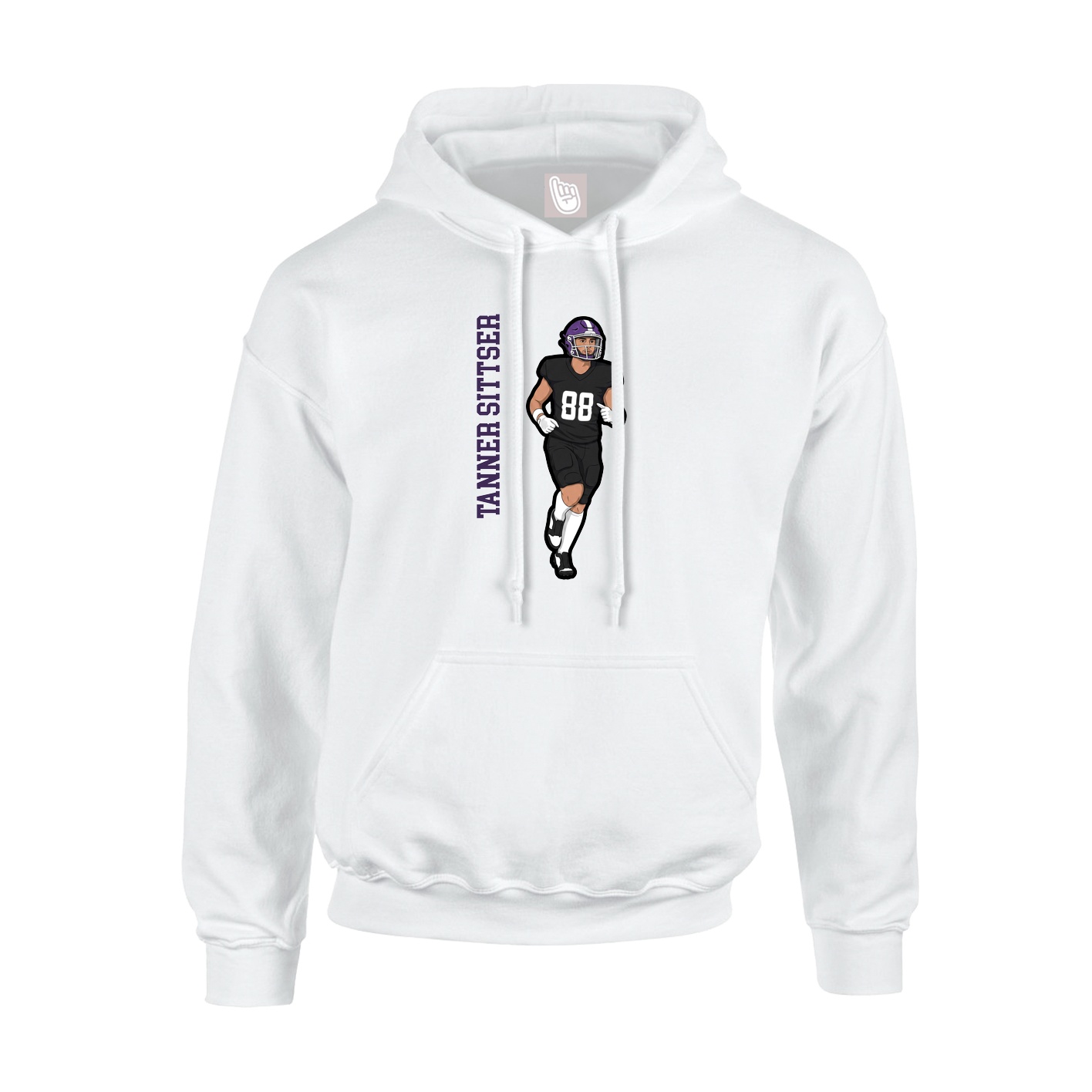 Hoodie — Name Vertical in White