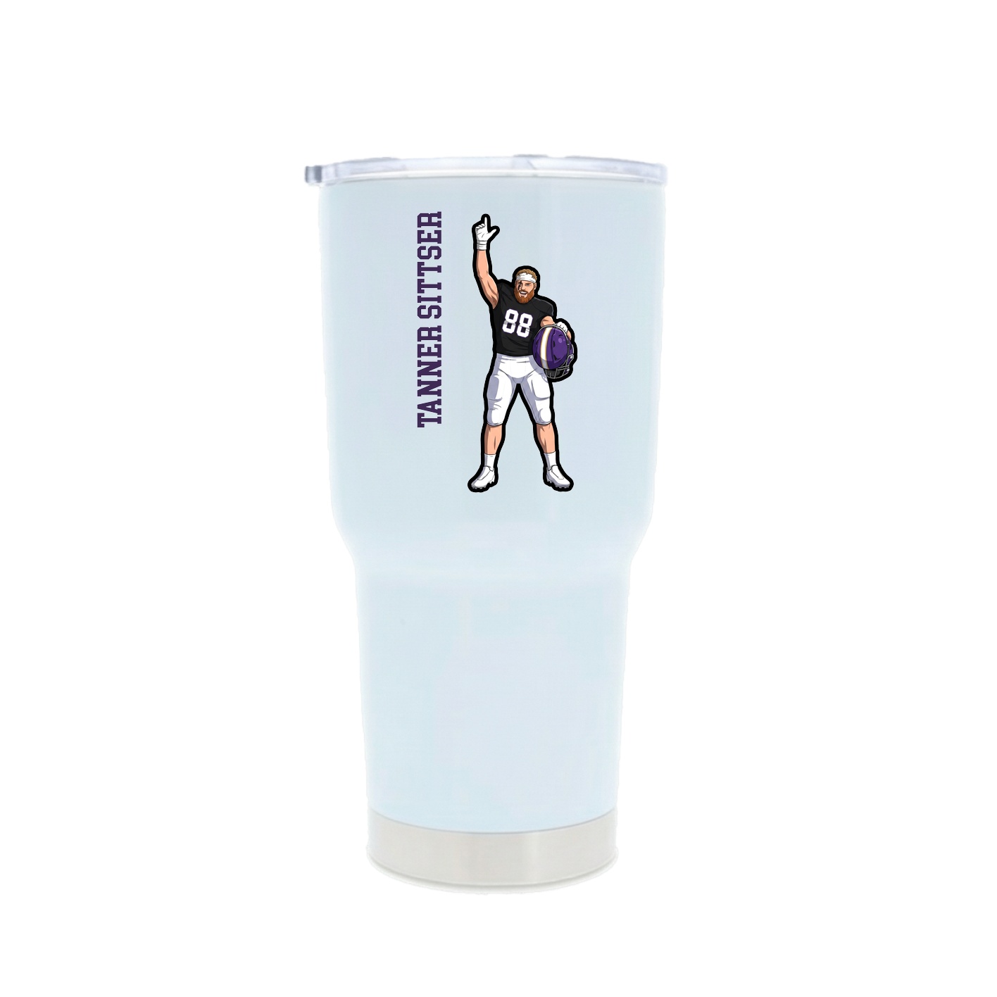 30oz Stainless Steel Tumbler — Name Vertical in White