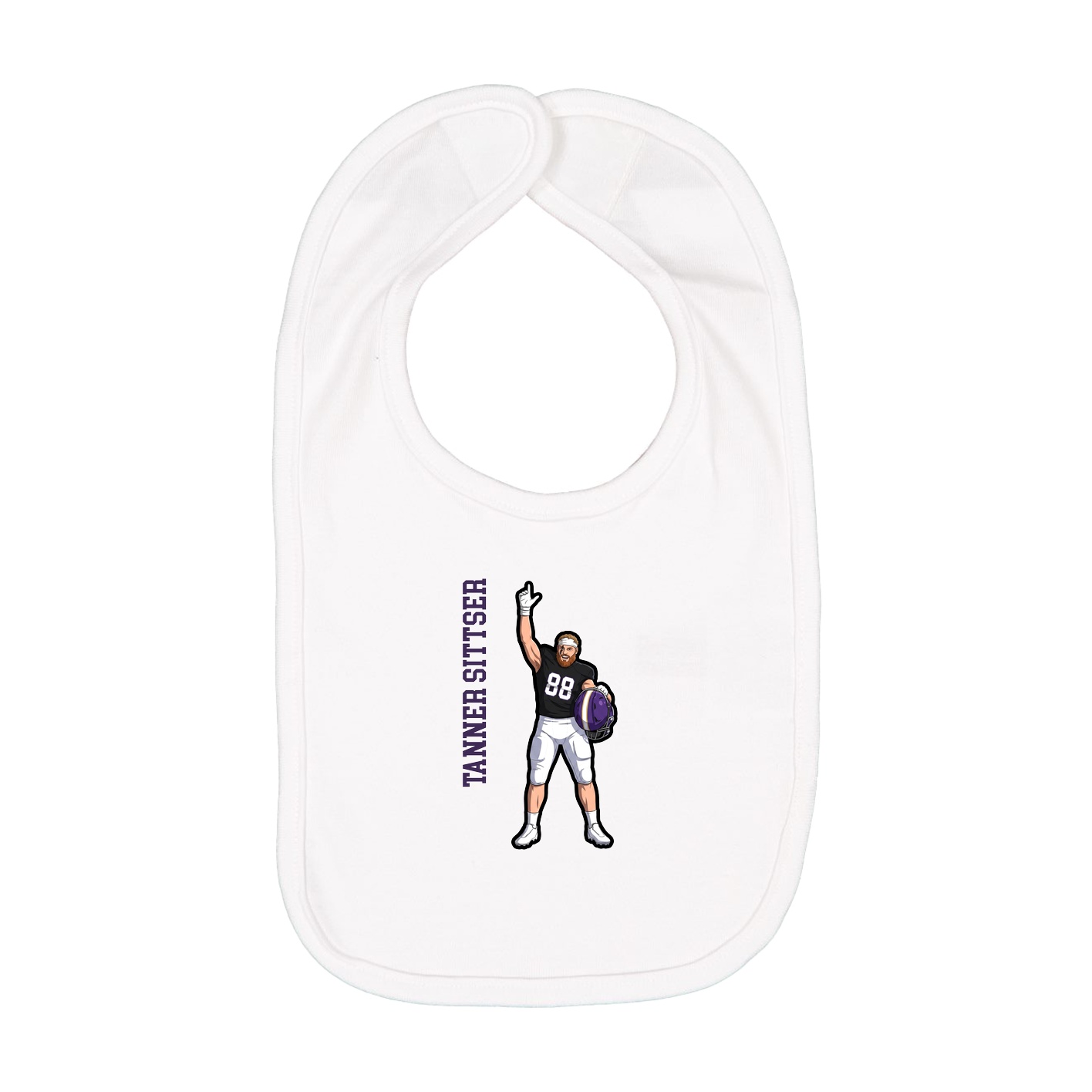 Infant Bib — Name Vertical in White