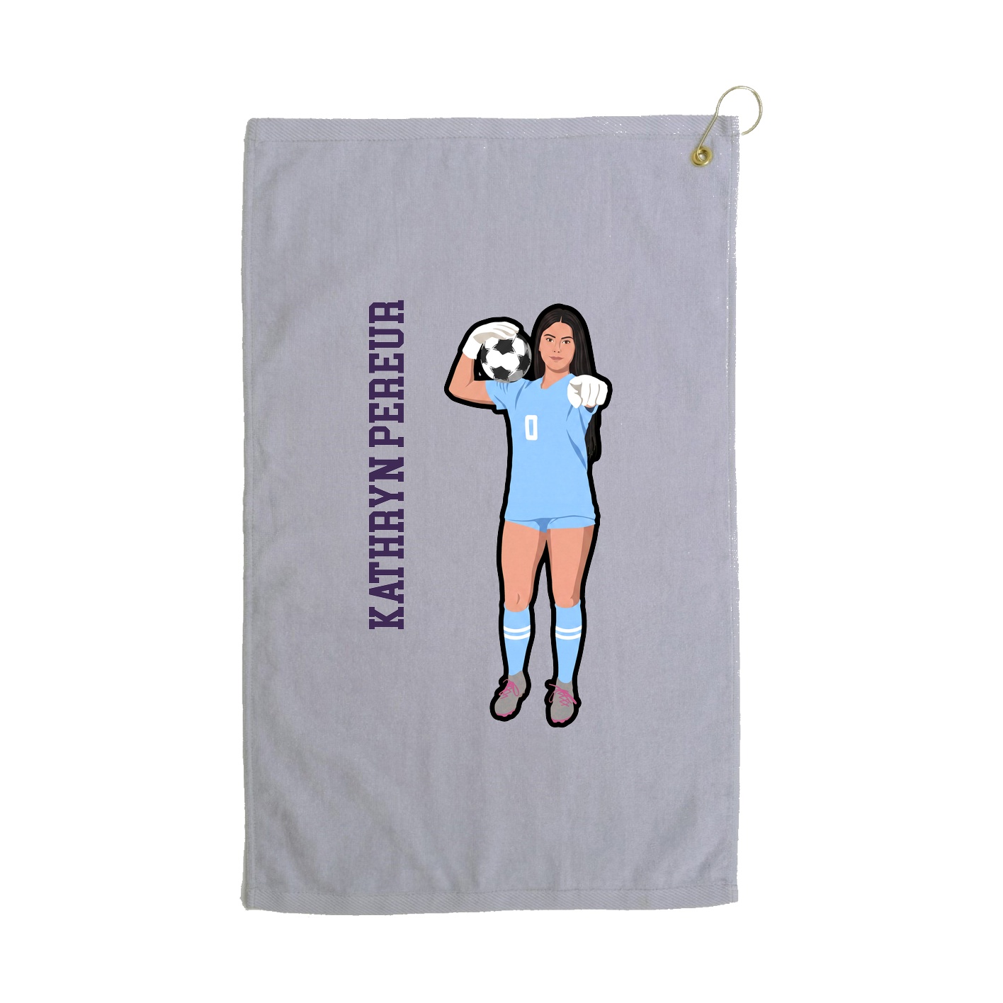 Golf Towel — Name Vertical in Grey