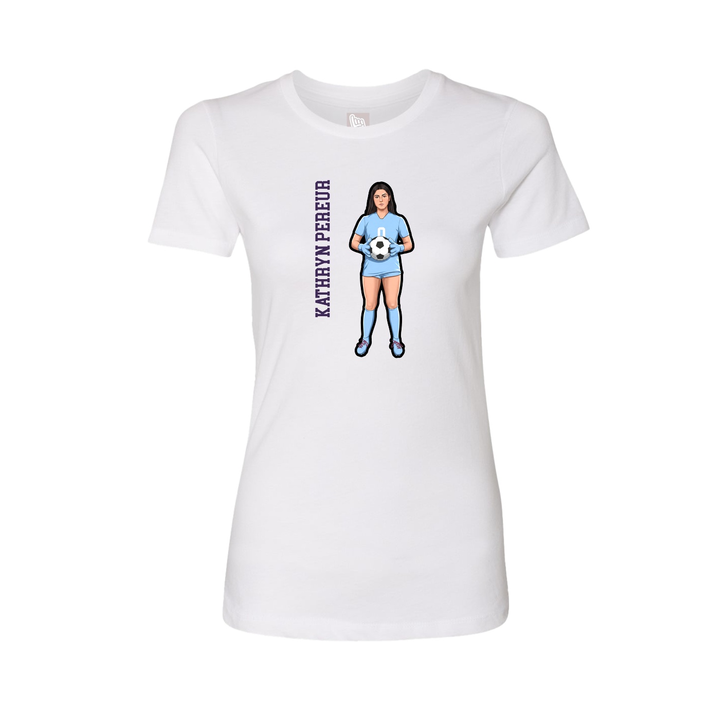 Fitted Women's Tee — Name Vertical in White