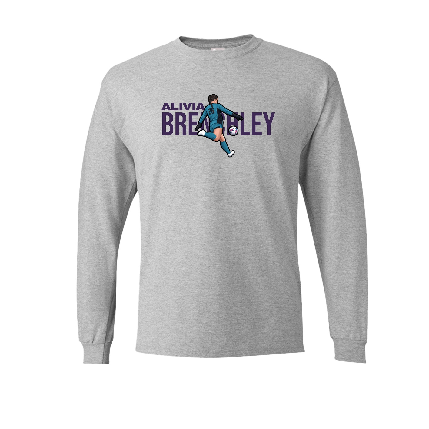 Long Sleeve Tee — Player Name in Grey