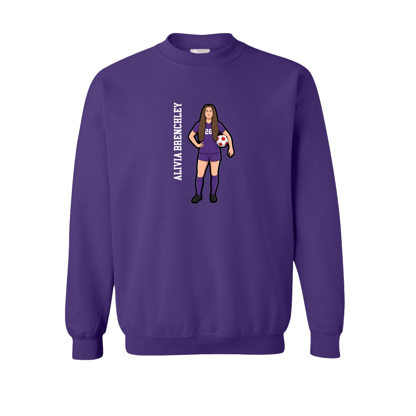 Fleece Crew — Name Vertical in Purple