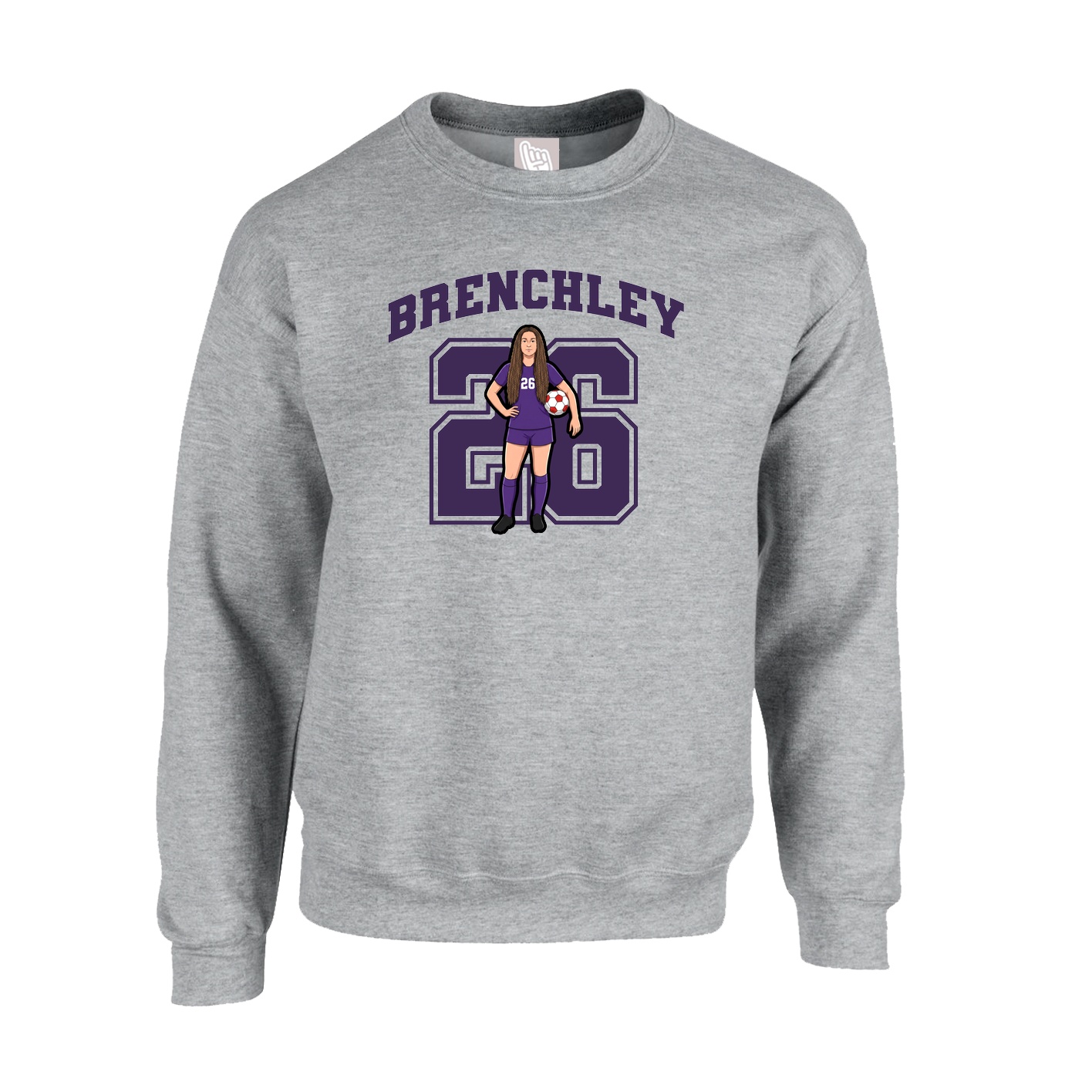 Fleece Crew — Number in Grey