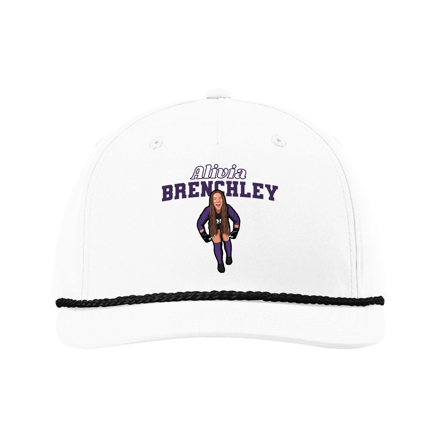 Five-Panel Classic Rope Cap — Name Arch in White