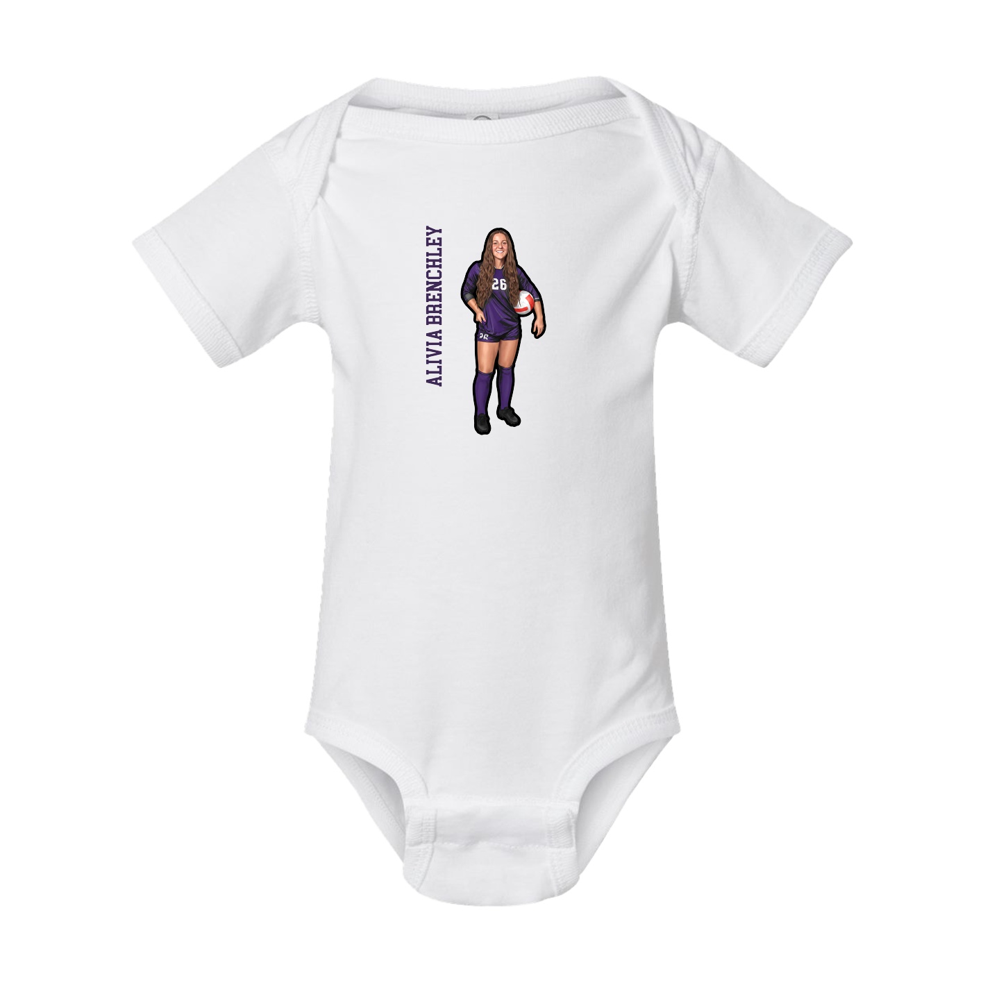 Baby Onesie — Name Vertical in White