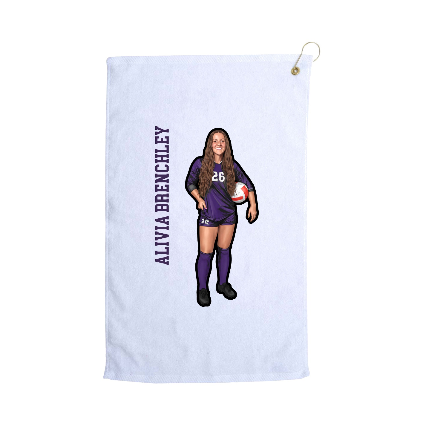 Golf Towel — Name Vertical in White