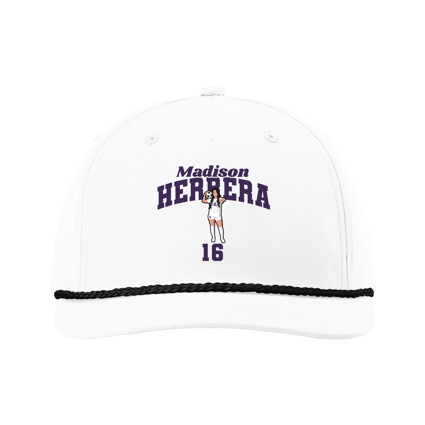 Five-Panel Classic Rope Cap — Signature Arch in White