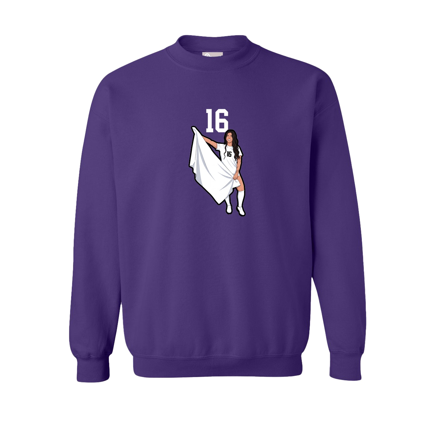 Fleece Crew — Number Top in Purple