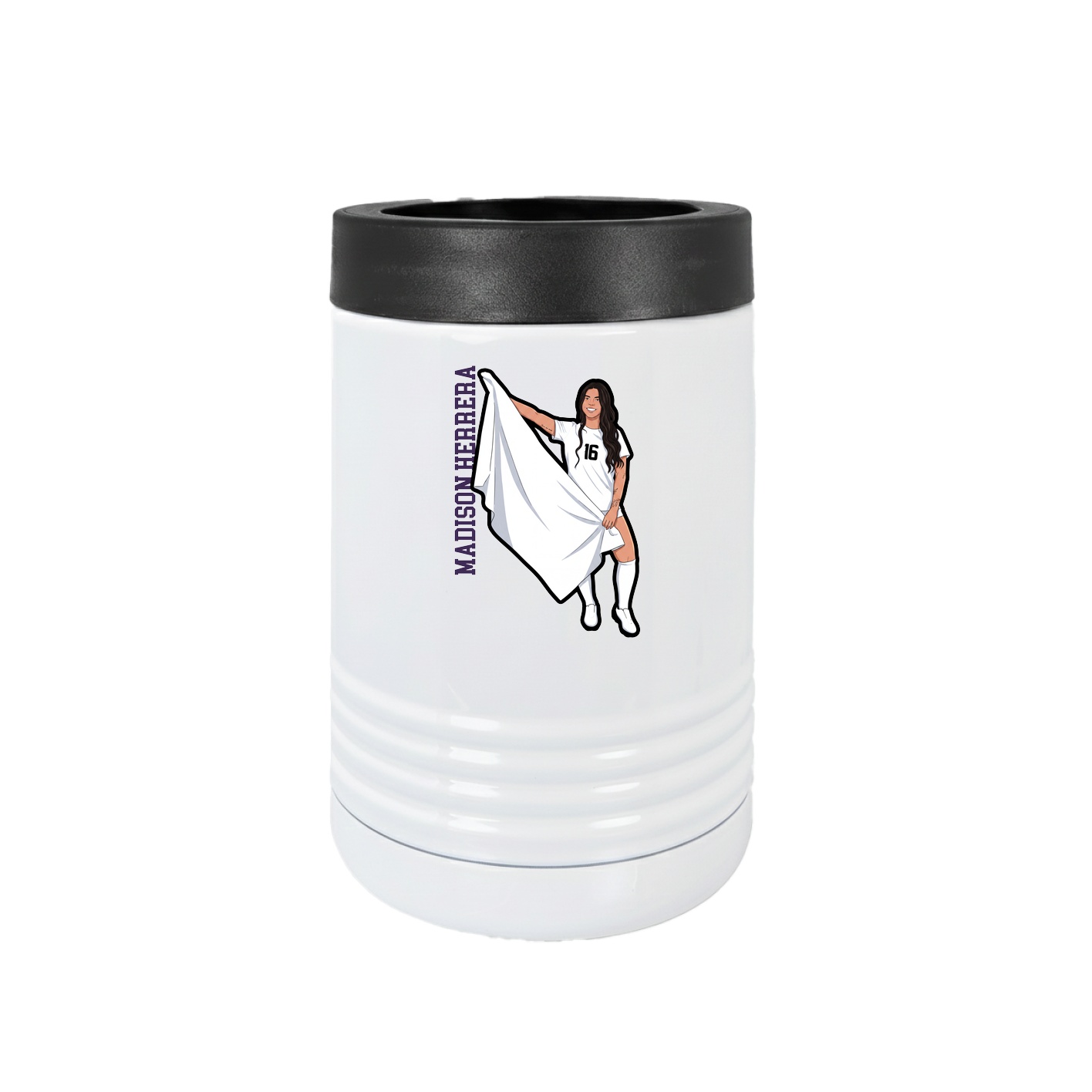 Beverage Holder — Name Vertical in White