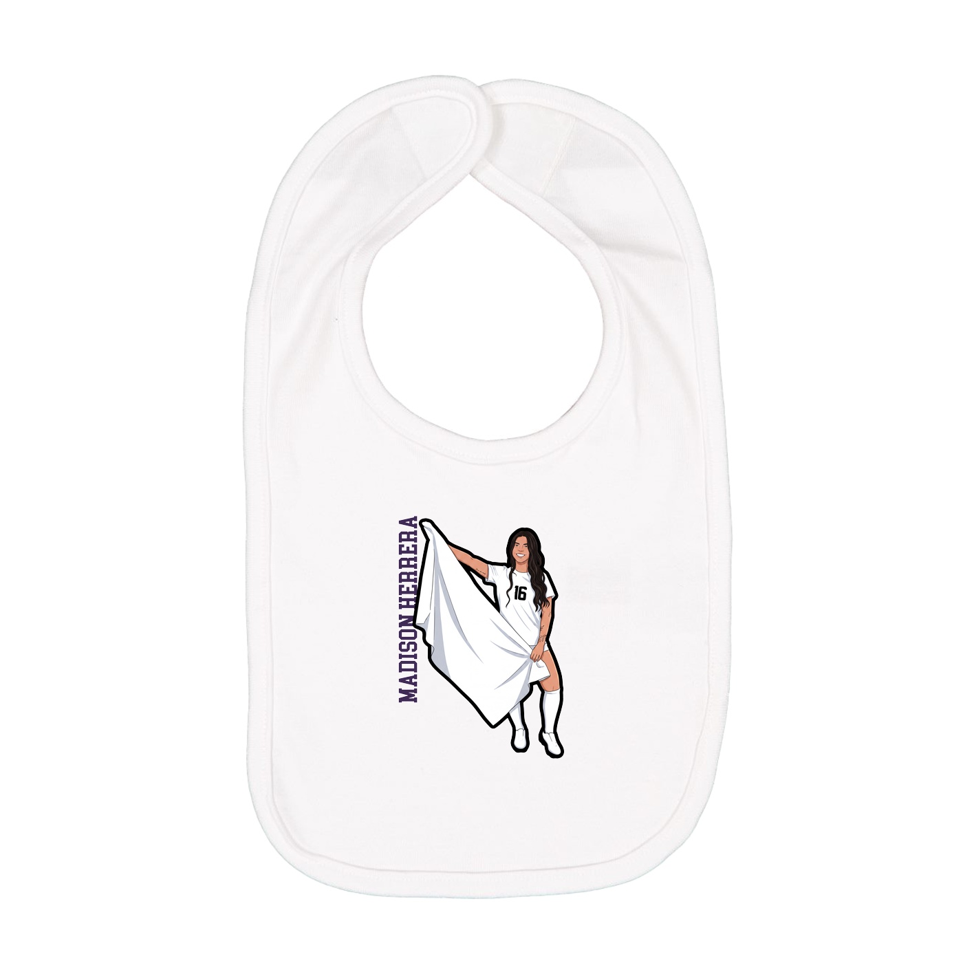 Infant Bib — Name Vertical in White