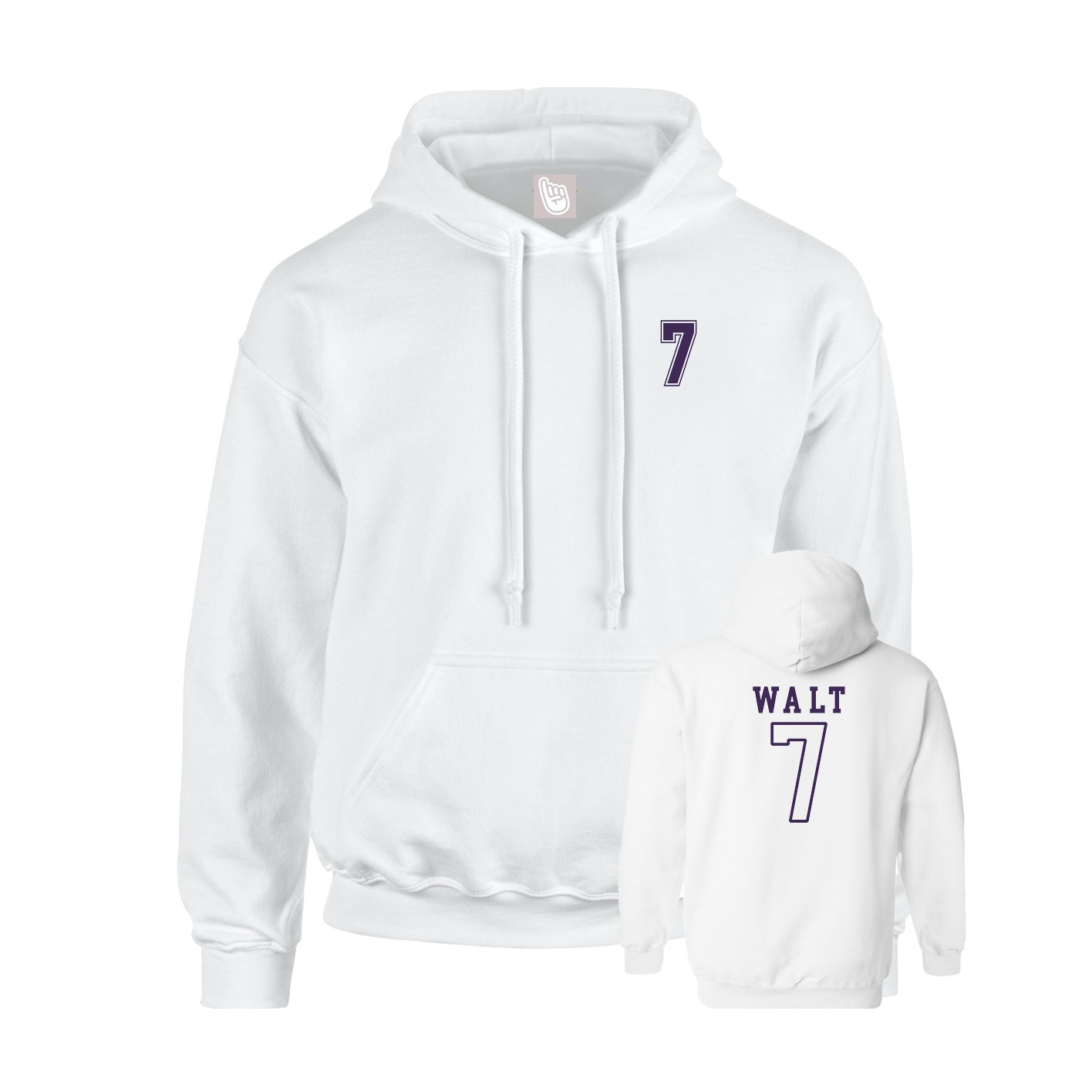 Youth Hoodie — Chest Back in White
