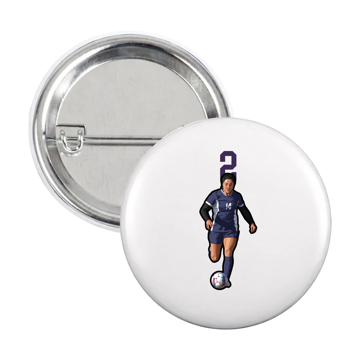Game Day Button — Number Top in White