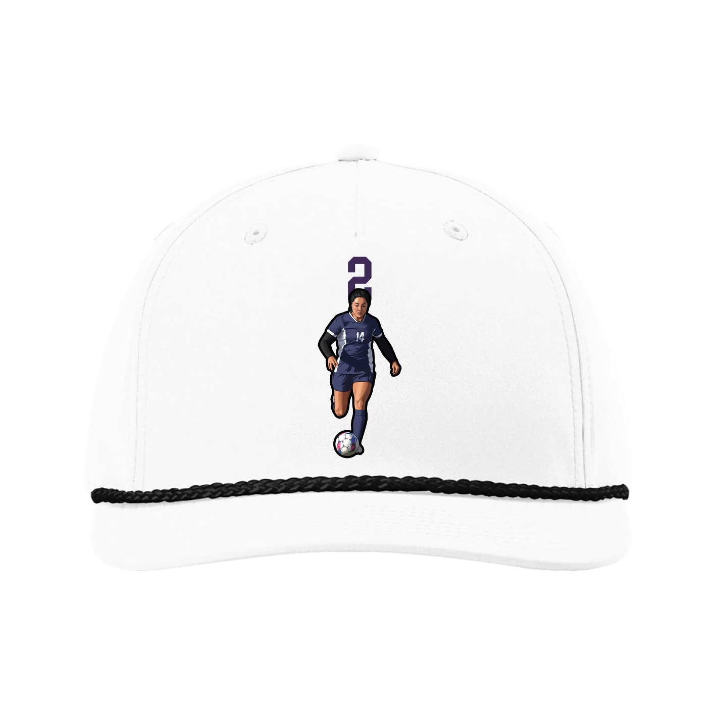 Five-Panel Classic Rope Cap — Number Top in White