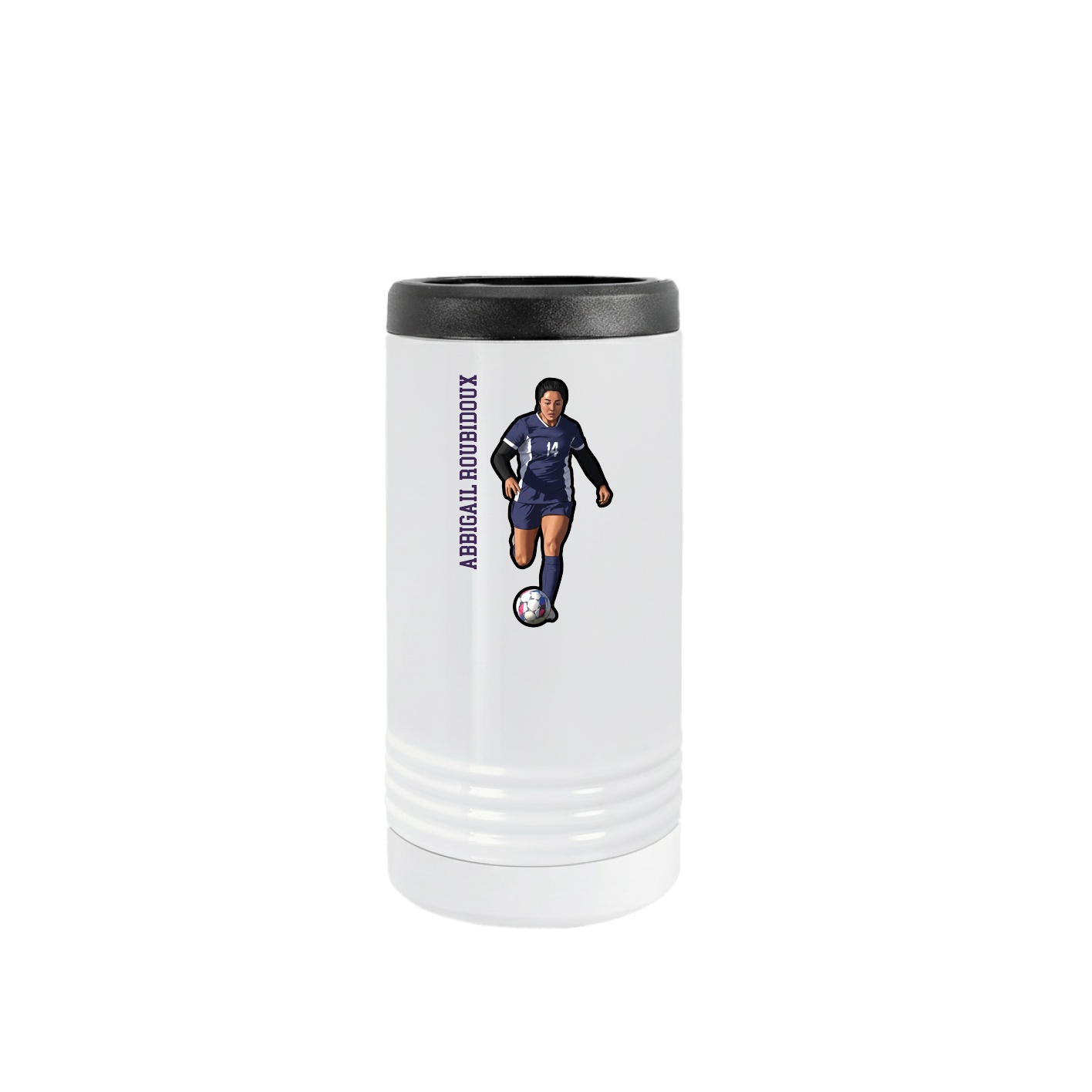 Slim Beverage Holder — Name Vertical in White