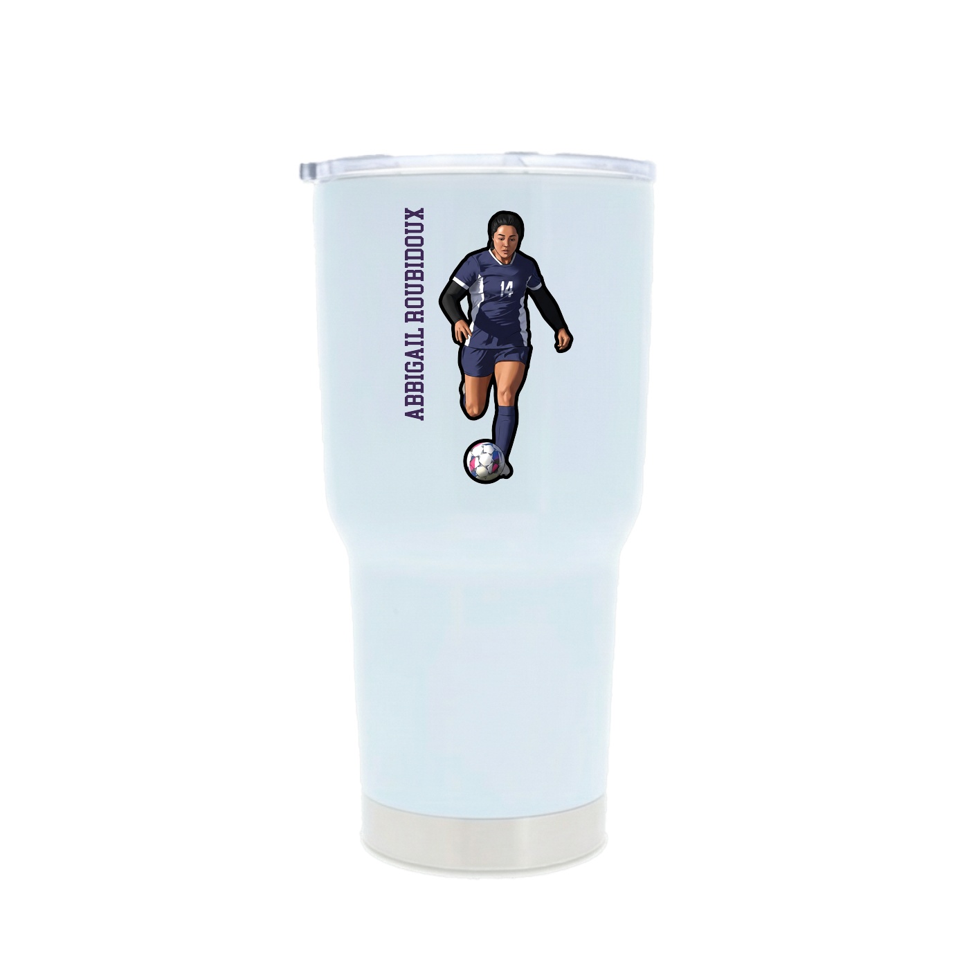 30oz Stainless Steel Tumbler — Name Vertical in White