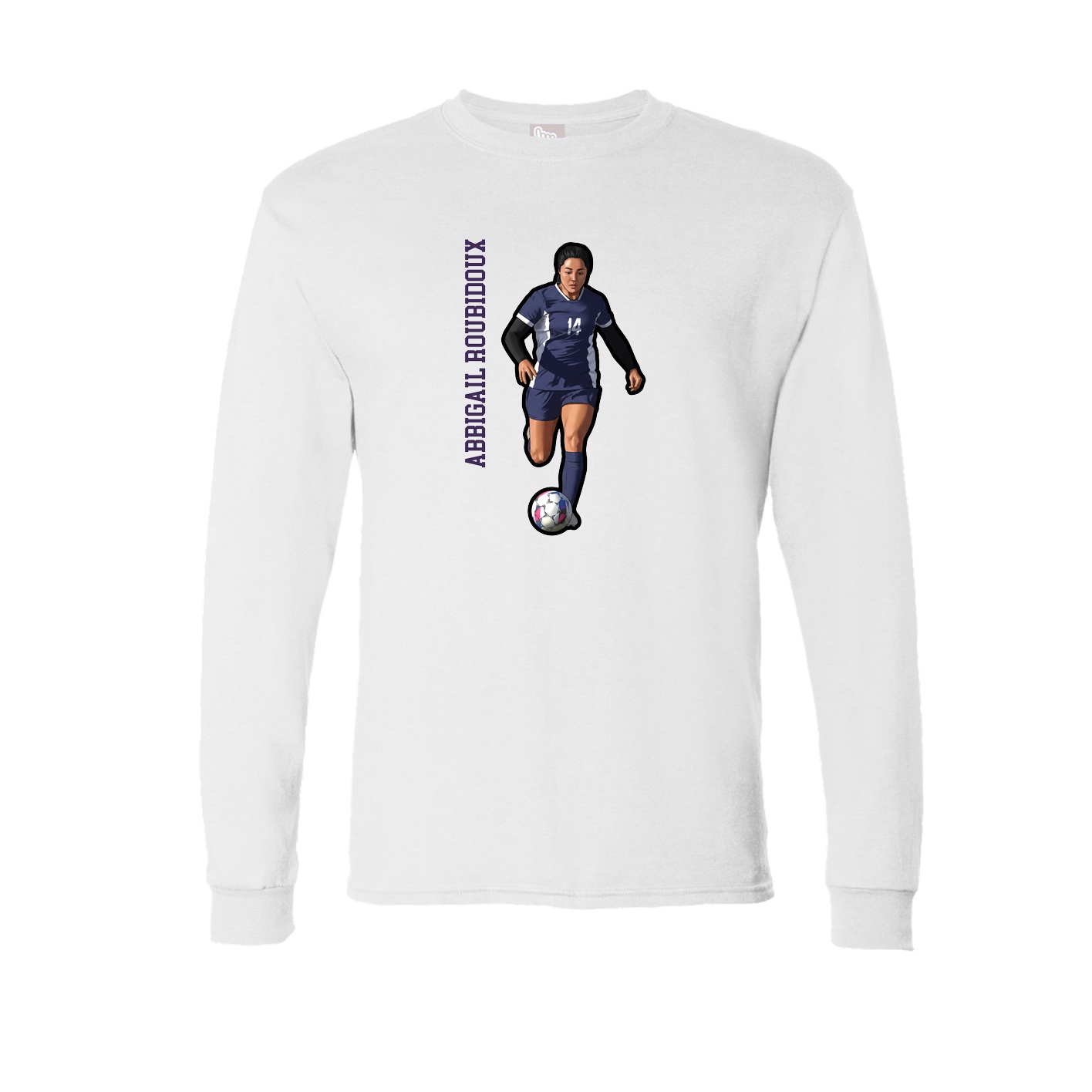 Long Sleeve Tee — Name Vertical in White