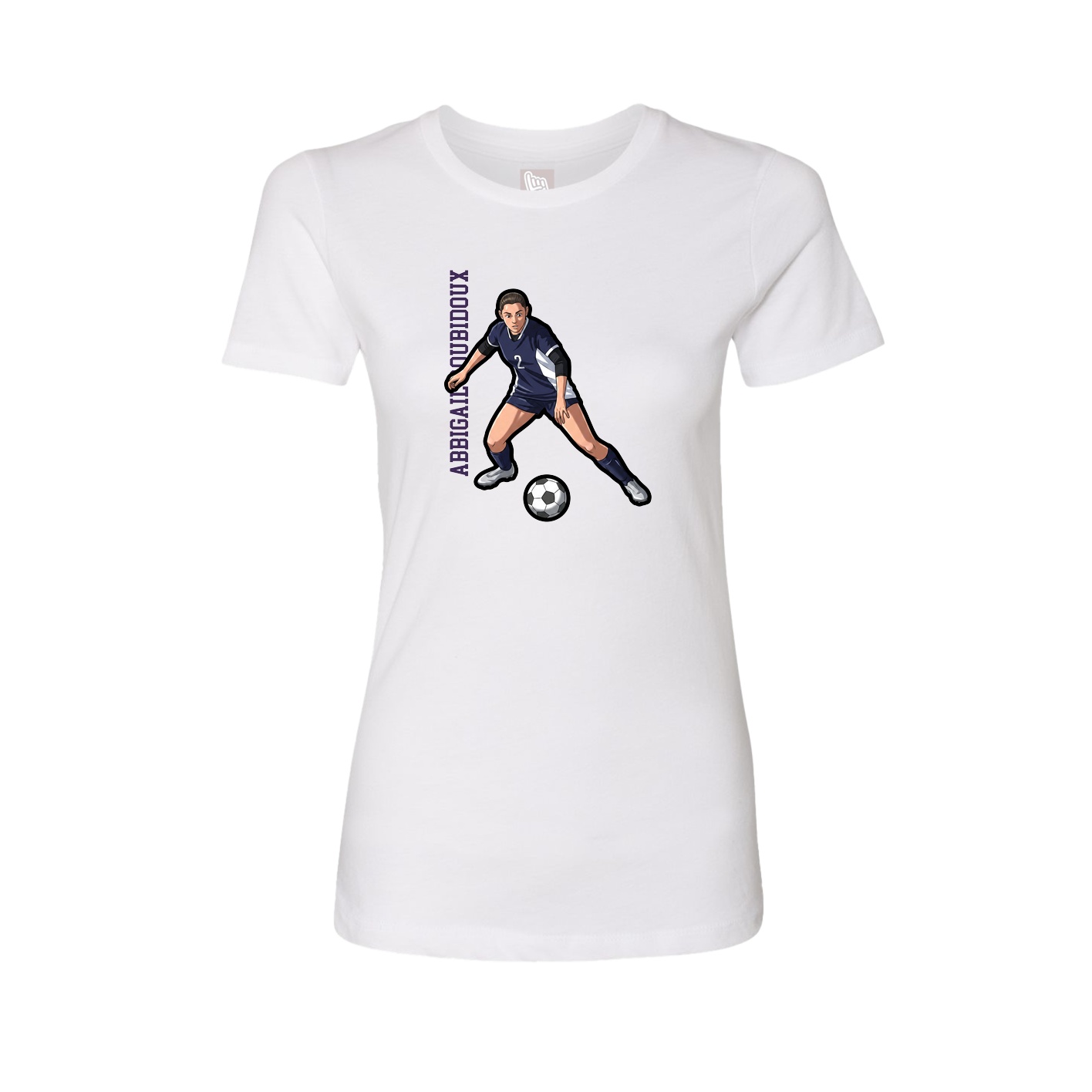Fitted Women's Tee — Name Vertical in White