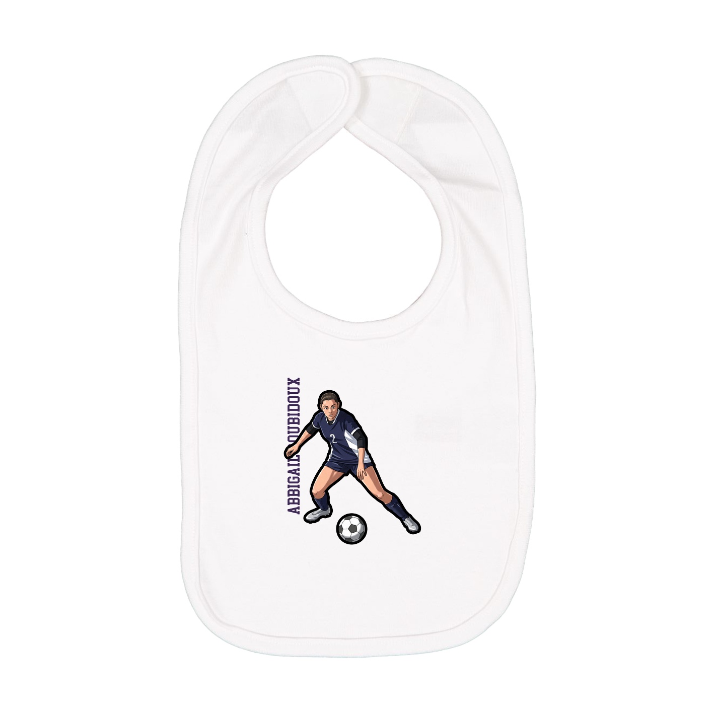 Infant Bib — Name Vertical in White