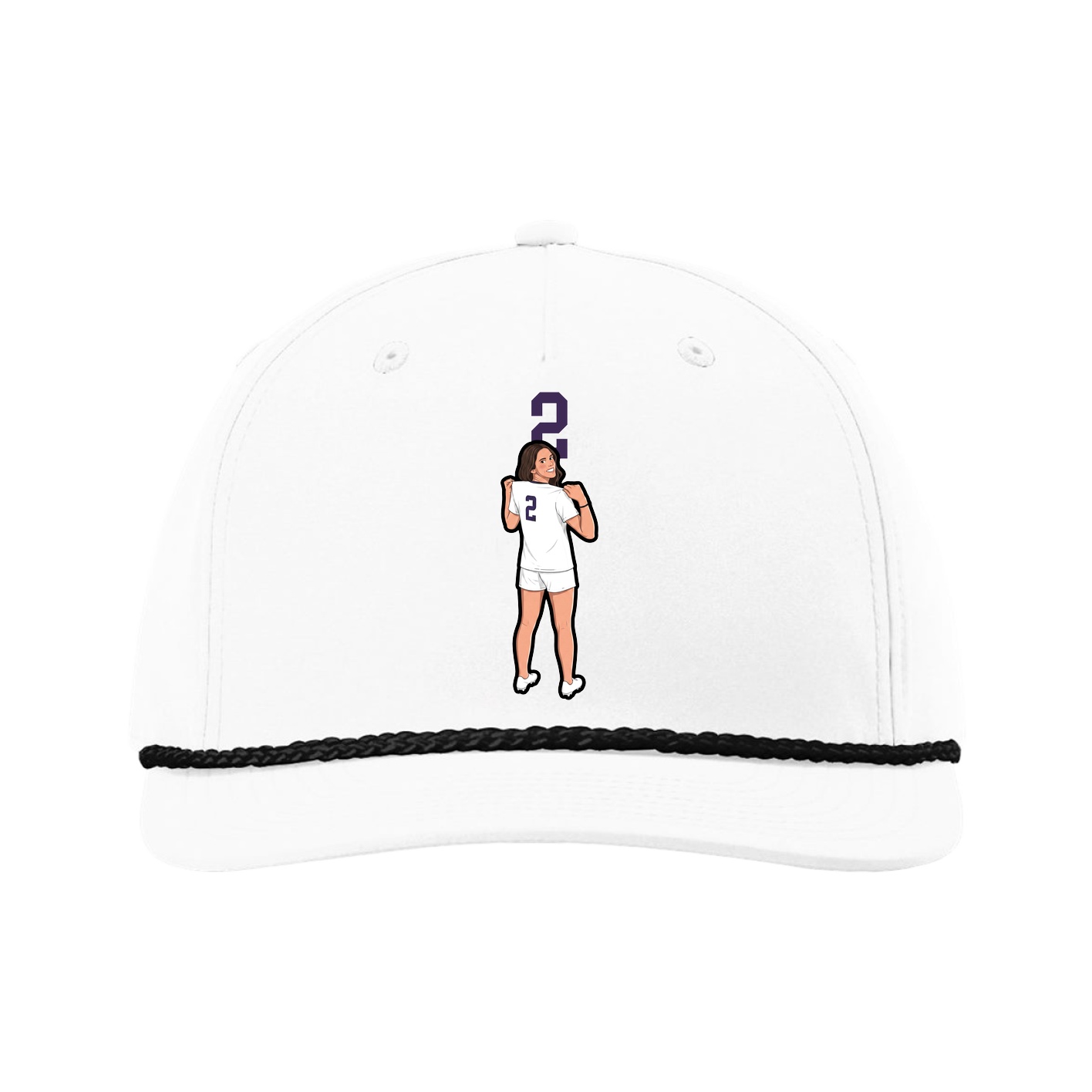 Five-Panel Classic Rope Cap — Number Top in White