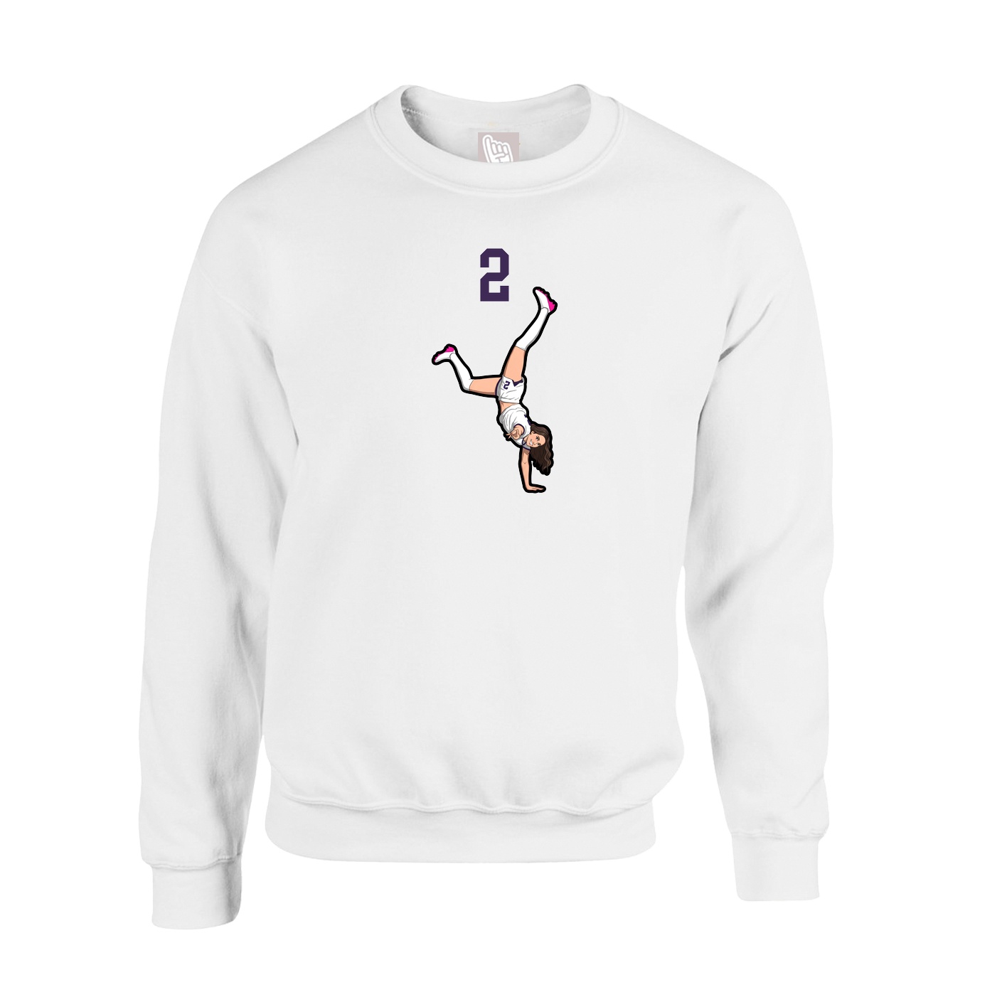 Fleece Crew — Number Top in White