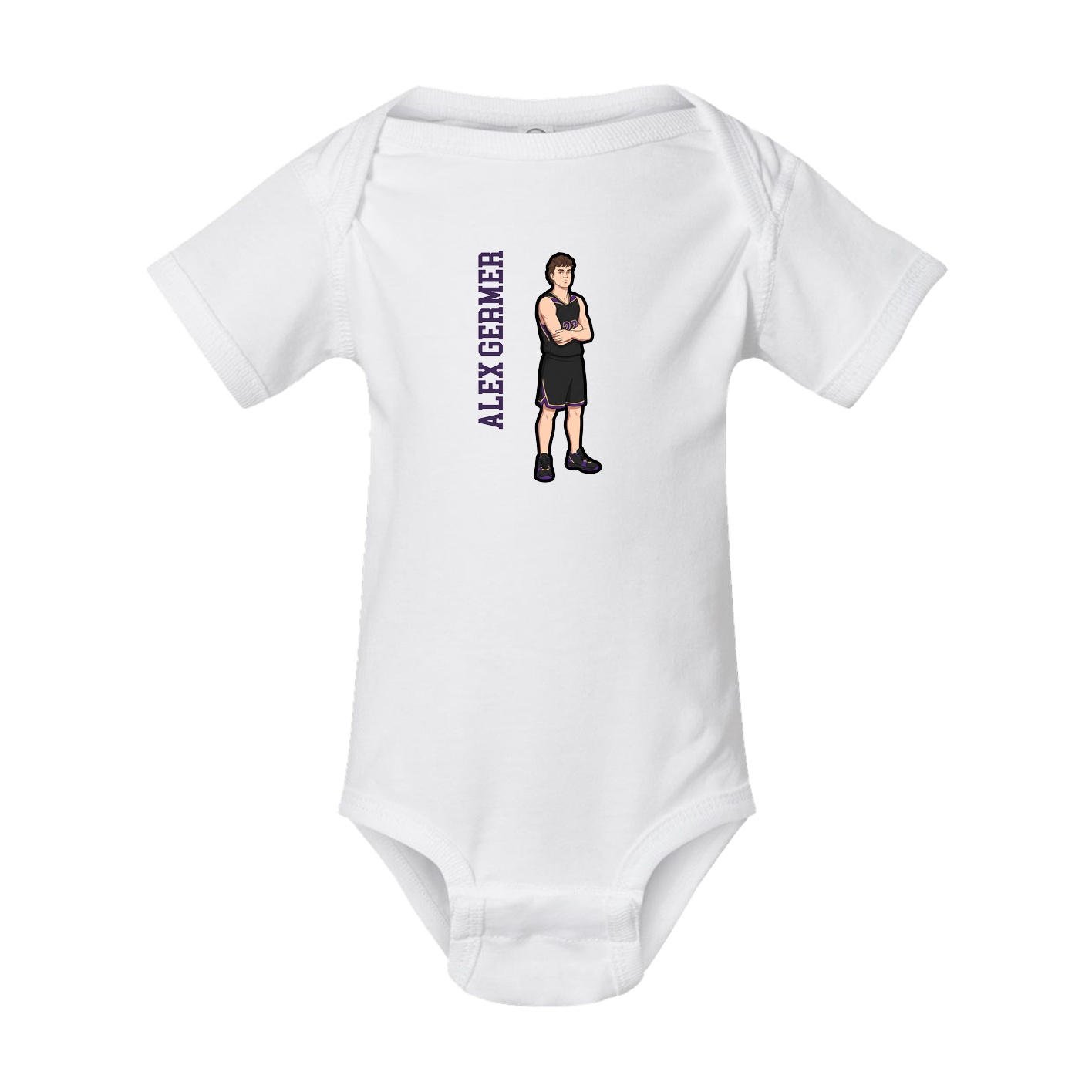 Baby Onesie — Name Vertical in White