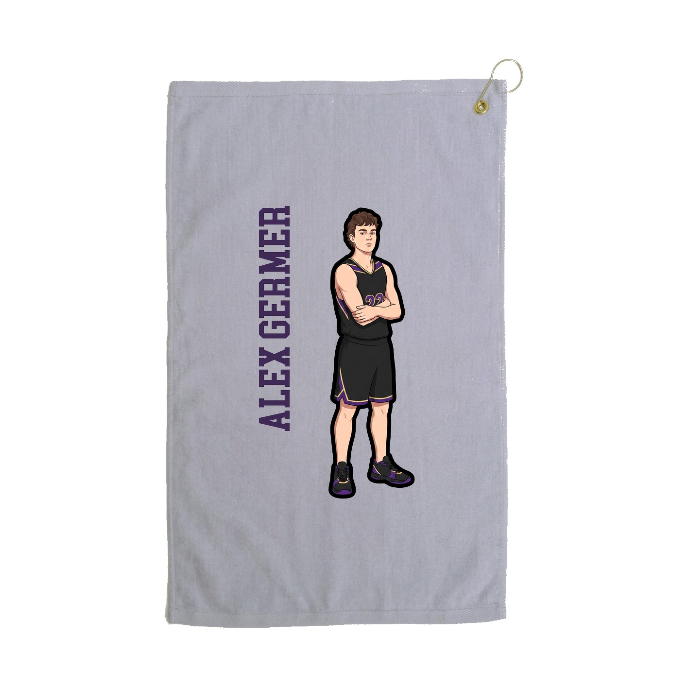 Golf Towel — Name Vertical in Grey