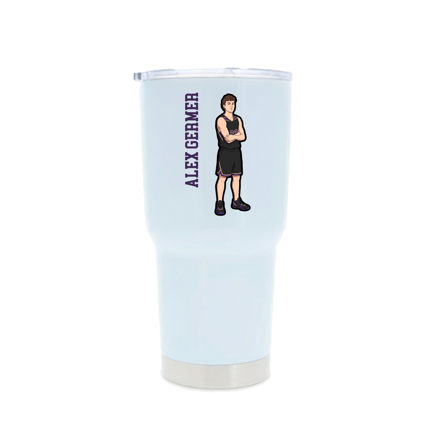 30oz Stainless Steel Tumbler — Name Vertical in White