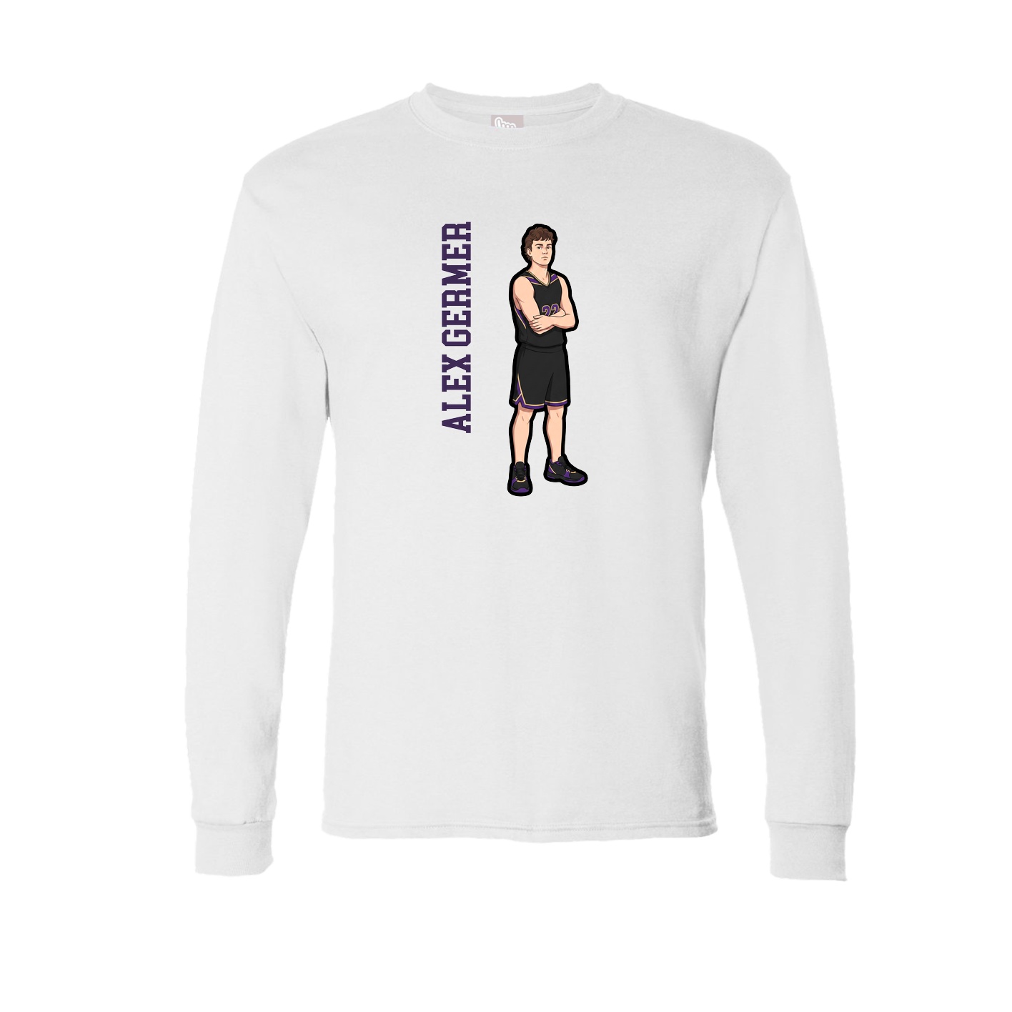 Long Sleeve Tee — Name Vertical in White