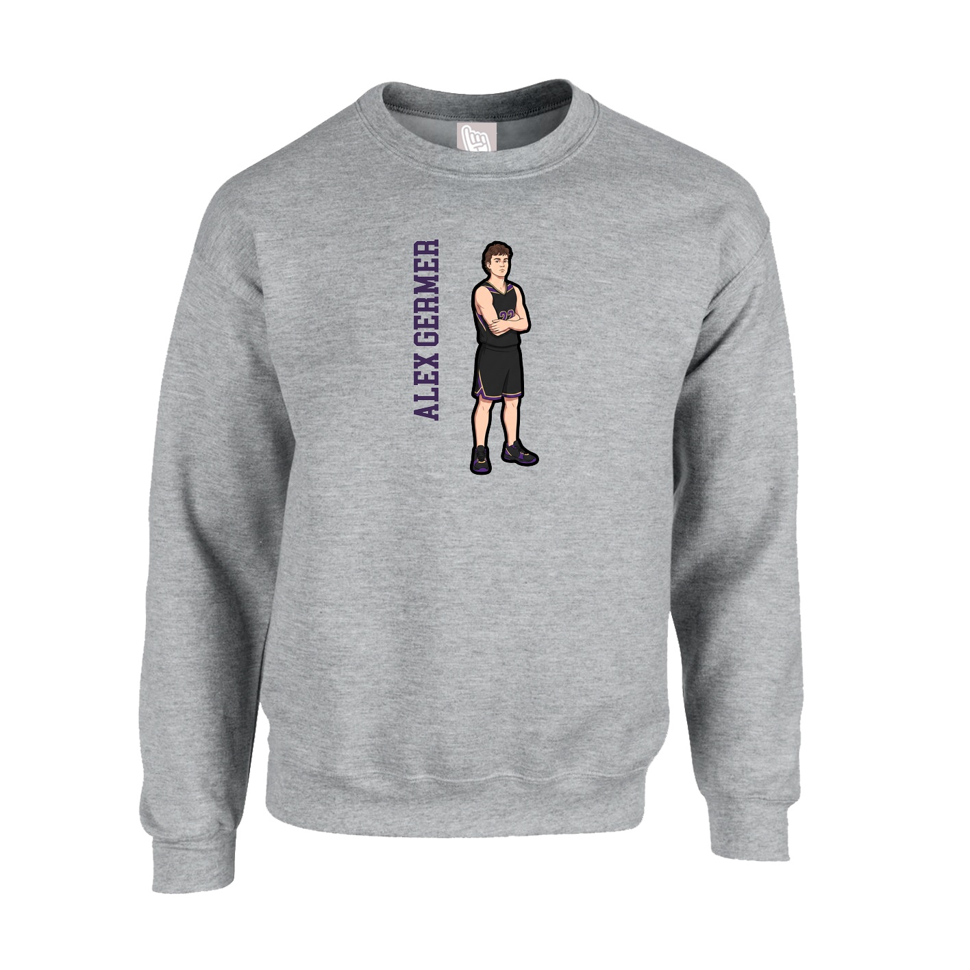 Fleece Crew — Name Vertical in Grey