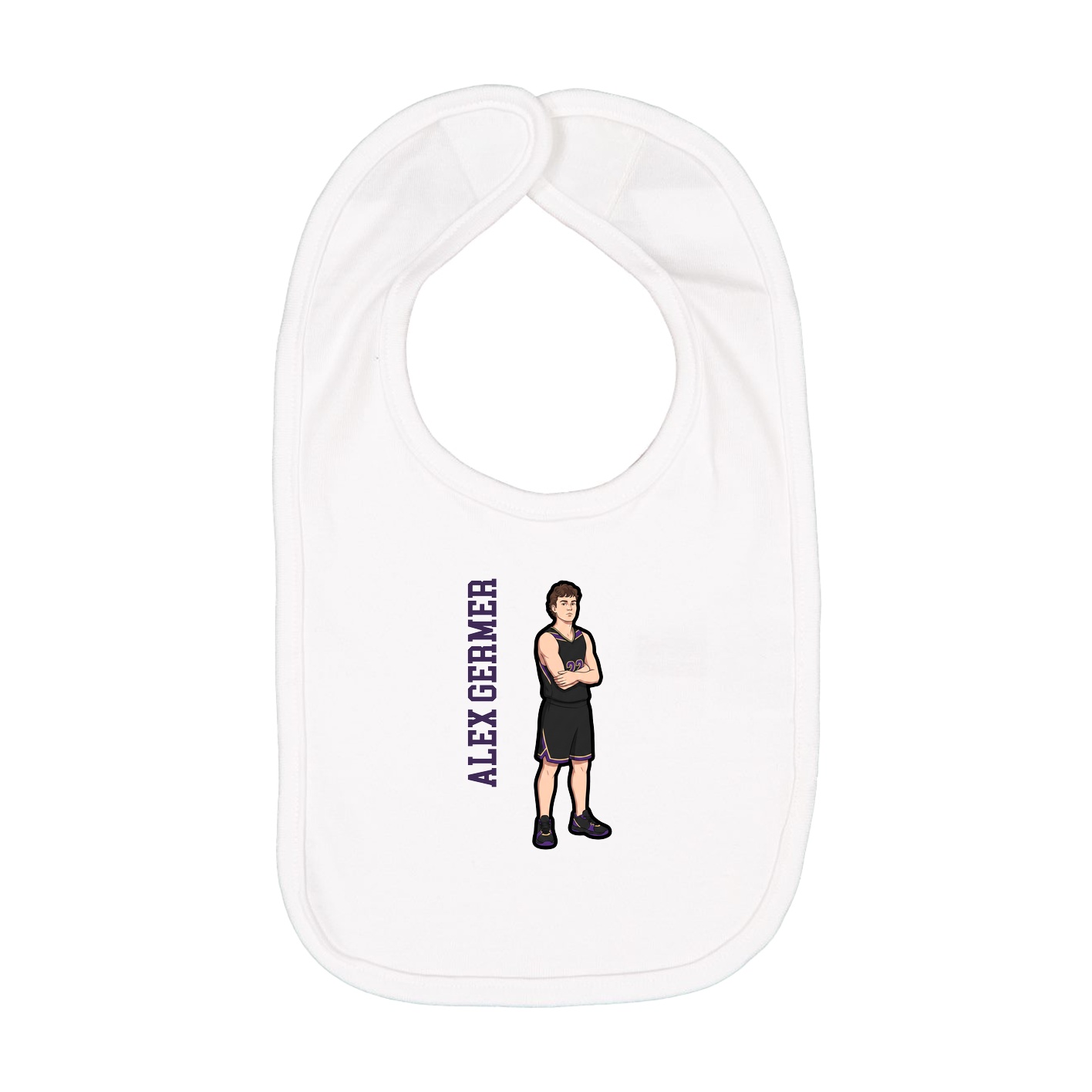 Infant Bib — Name Vertical in White