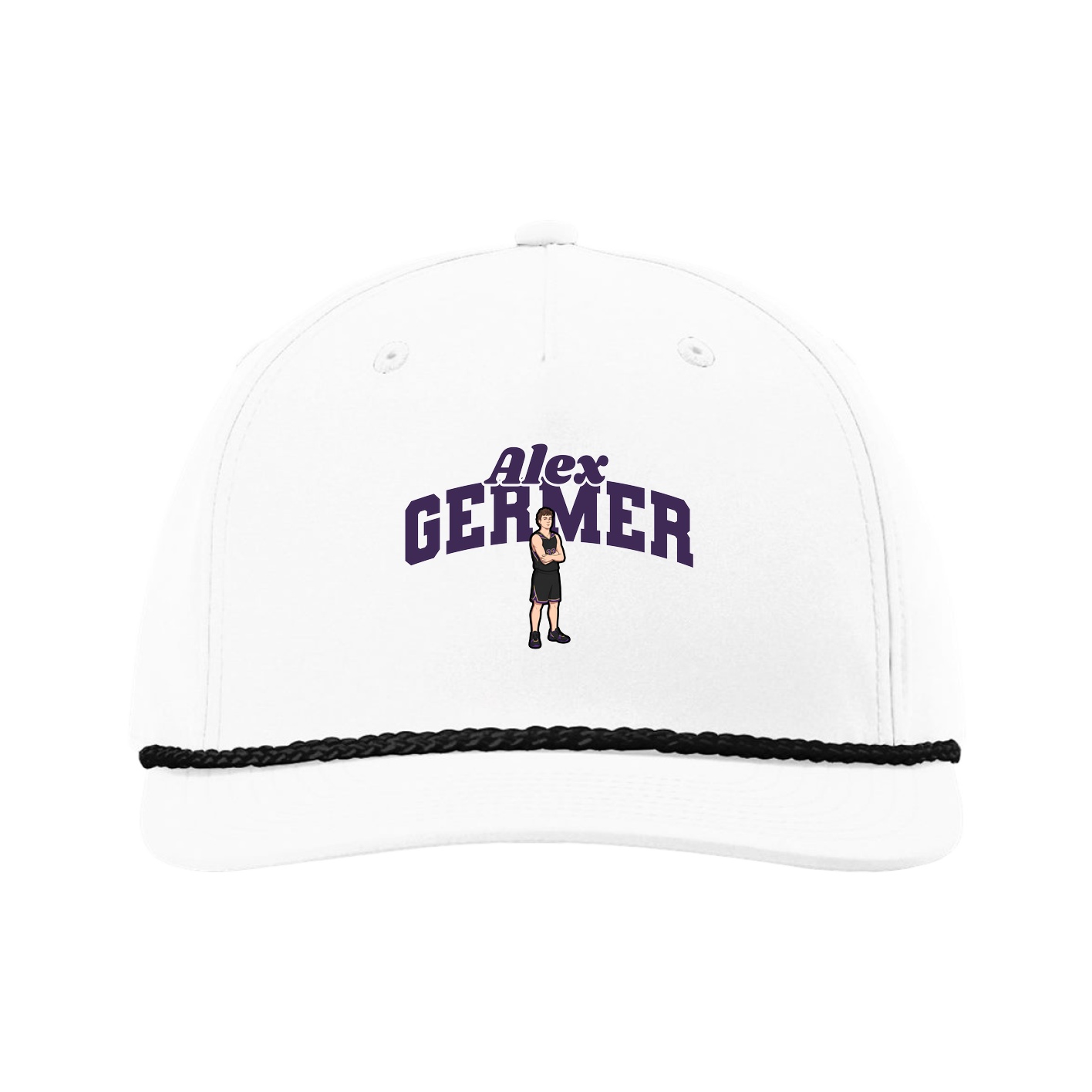 Five-Panel Classic Rope Cap — Signature Arch in White
