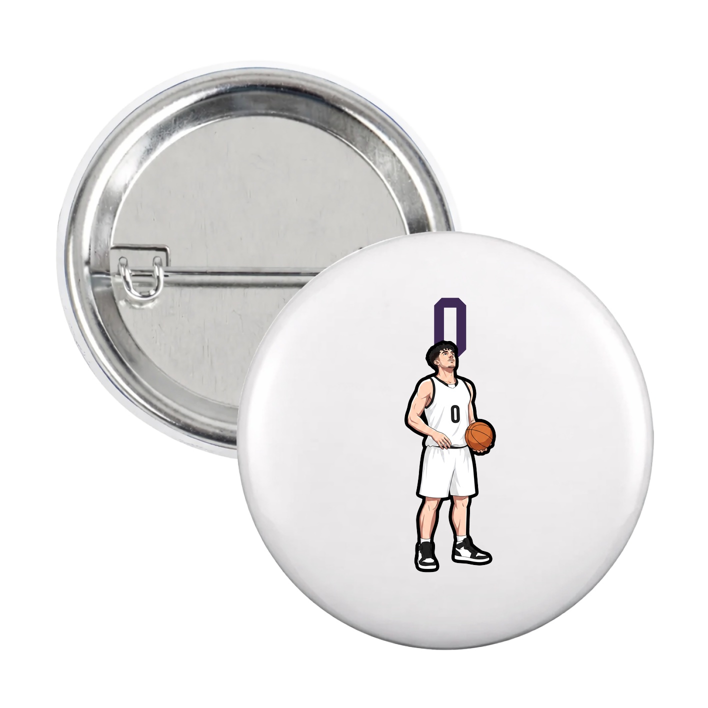 Game Day Button — Number Top in White